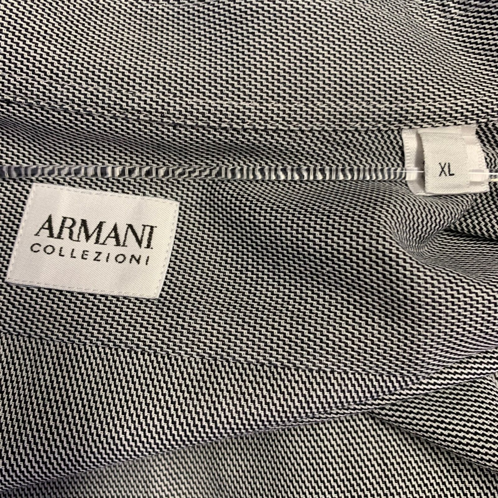 Armani Collezioni Size XL Black White Cotton Zig Zag Long Sleeve Shirt Size US XL / EU 56 / 4 - 5 Thumbnail