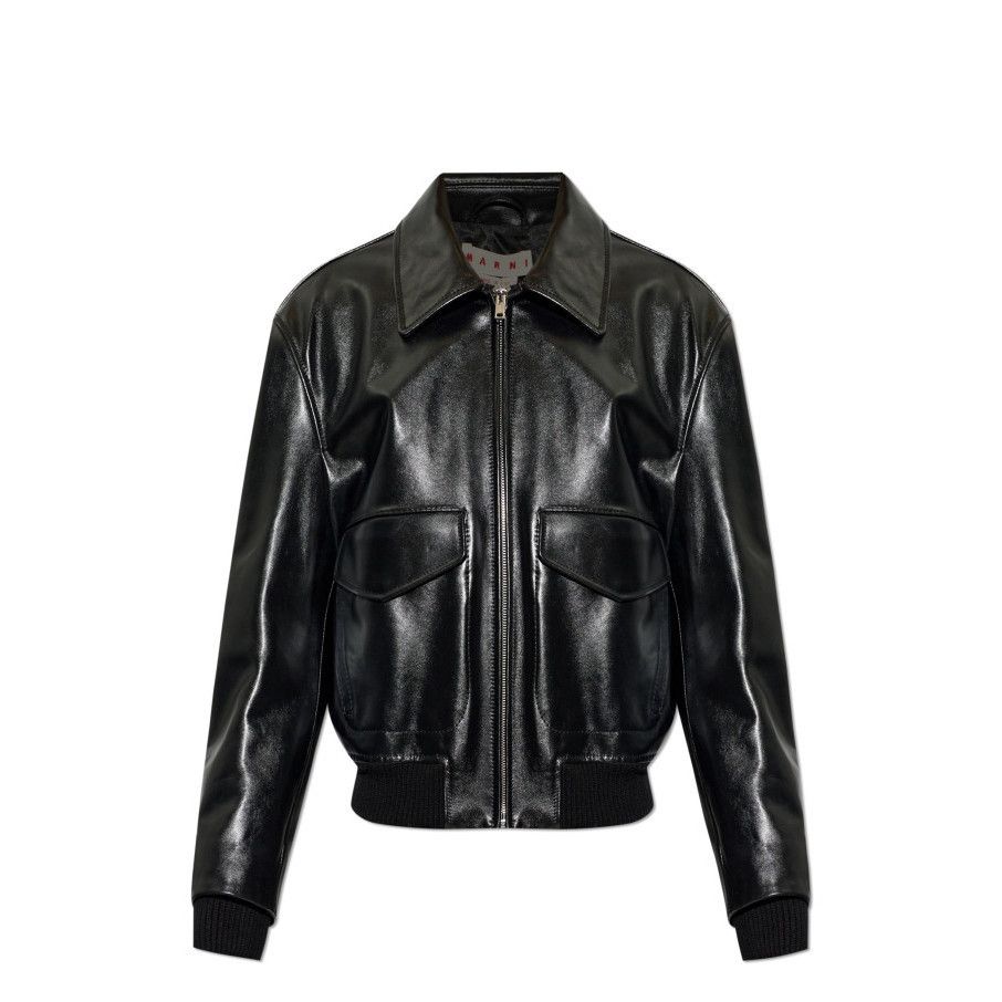 Marni MARNI Black Leather Jacket New & Authentic (Men's size:M;) Size US M / EU 48-50 / 2 - 1 Preview