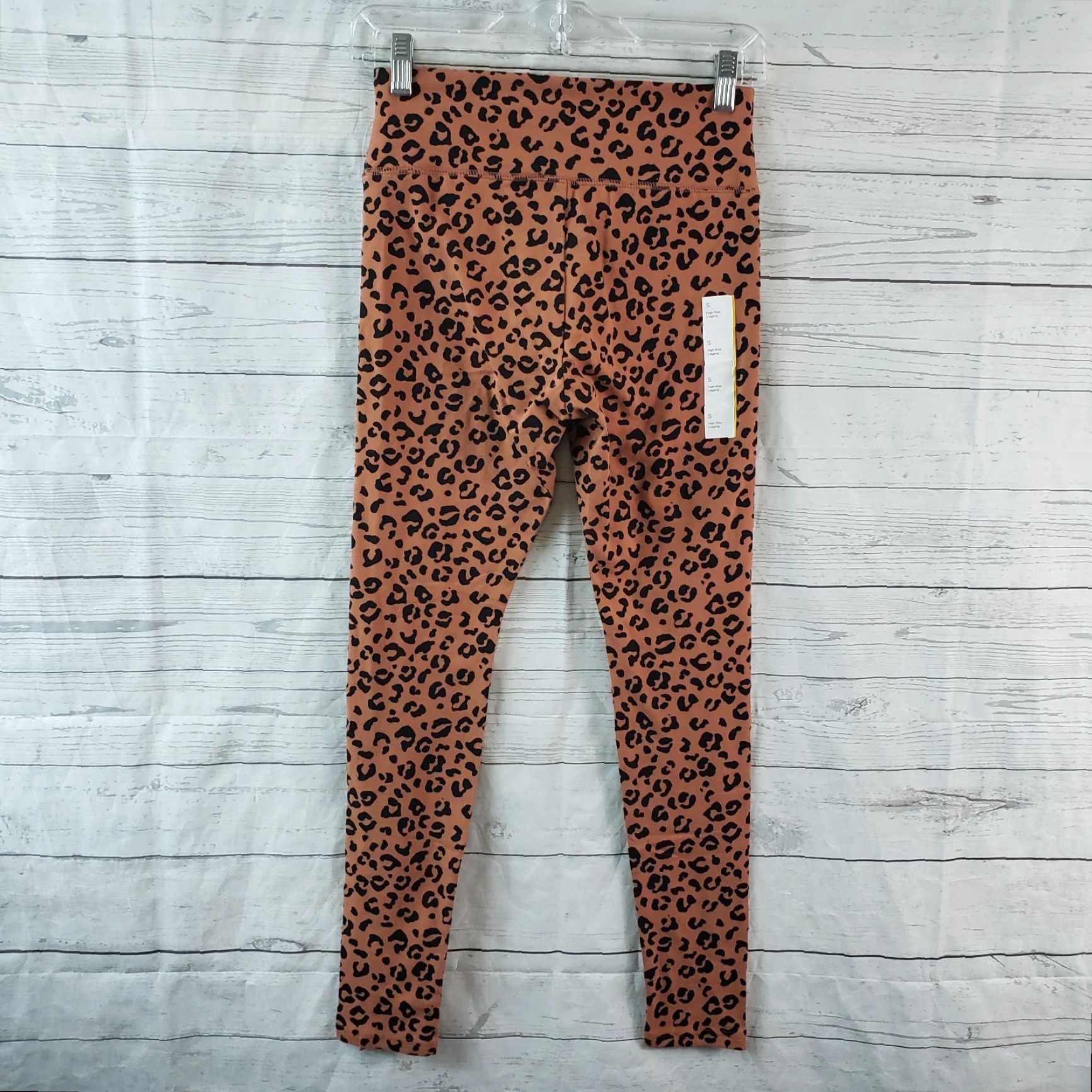 Vintage Wild Fable High Rise Leggings Womens Sz Small Black Brown Animal Print Cotton Size 32" / US 10 / IT 46 - 3 Thumbnail