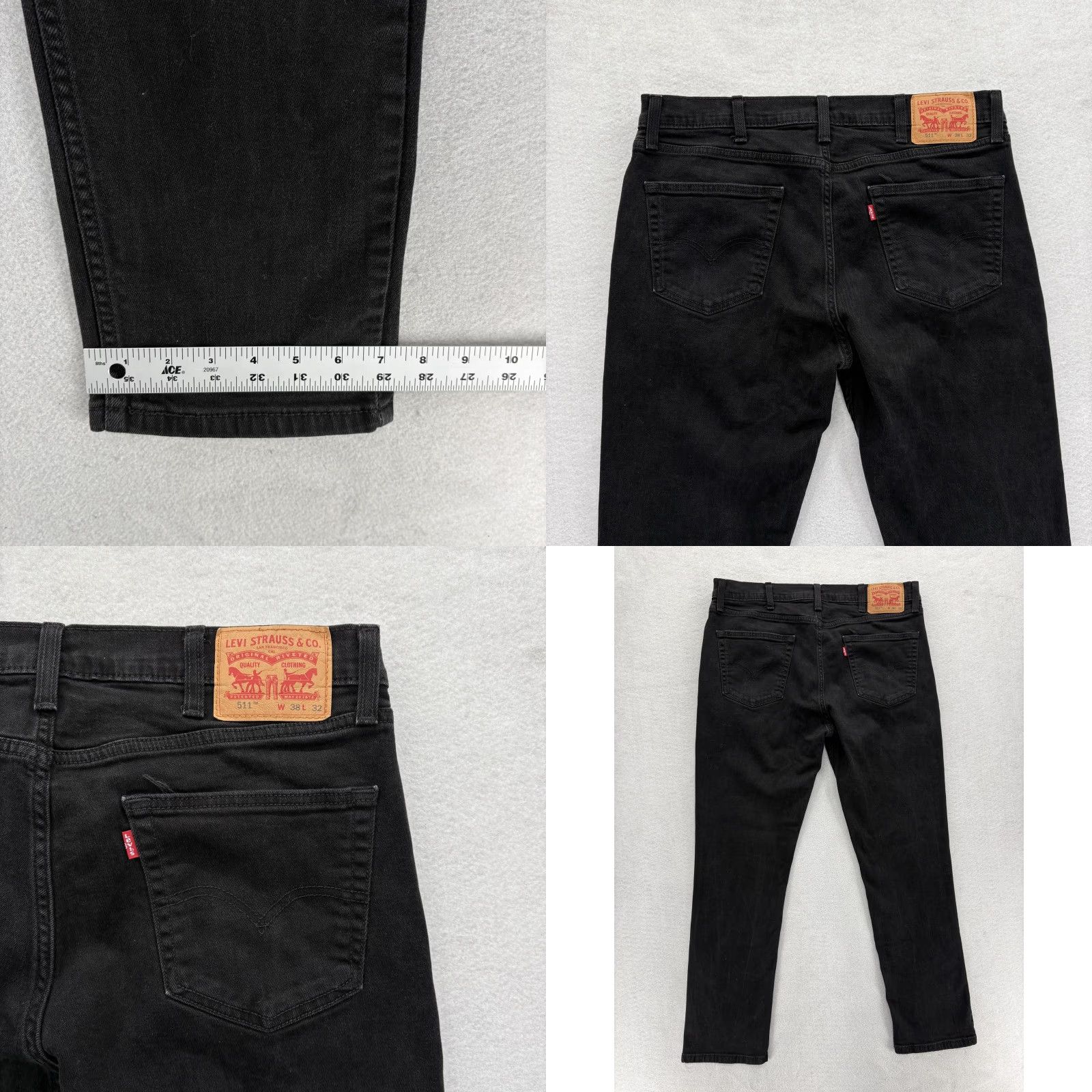 Levi's VINTAGE? No. Levis 511 Jeans Mens 38x32 Black Dark Wash Slim Straight Denim Casual Pants Size US 38 / EU 54 - 8 Thumbnail