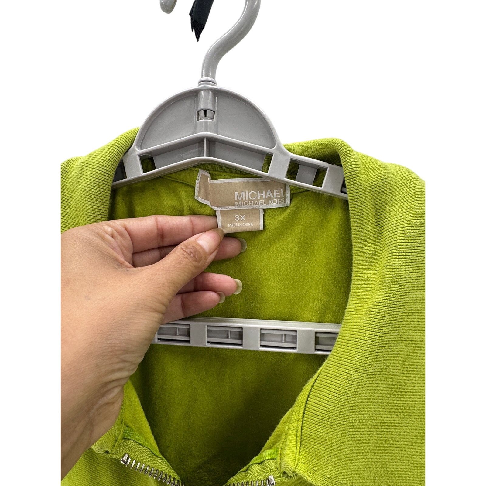 Michael Kors Michael Kors MK Ruched Half Zip Polo T-Shirt lime green 3XL Size 3XL / US 20-22 - 3 Thumbnail