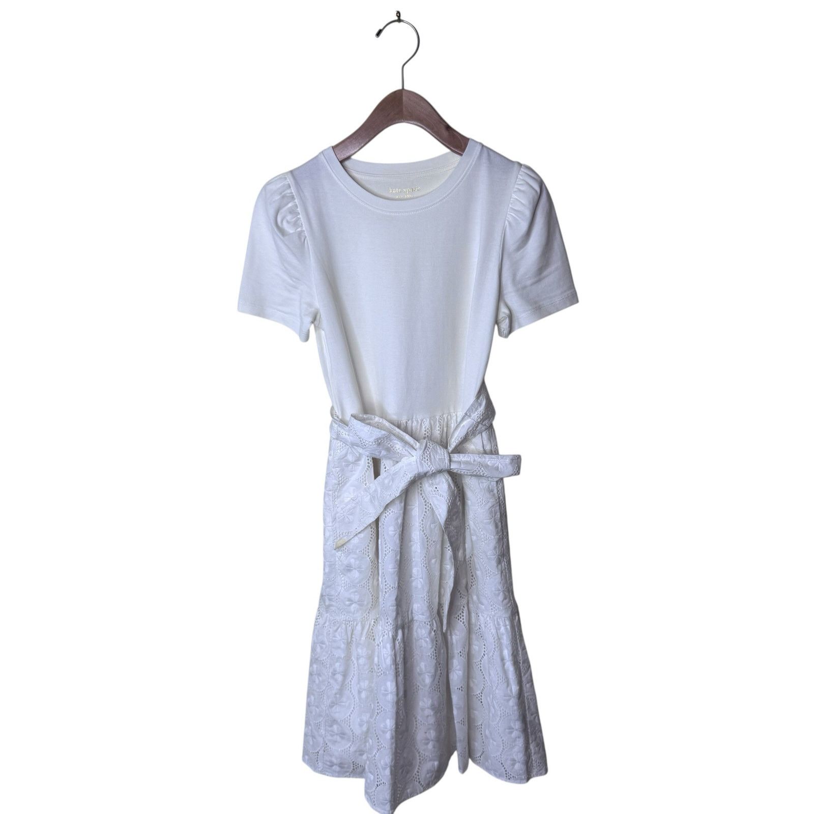 Kate Spade KATE SPADE Crewneck Puff Short Sleeve Belted Eyelet Dress Size XS / US 0-2 / IT 36-38 - 1 Thumbnail