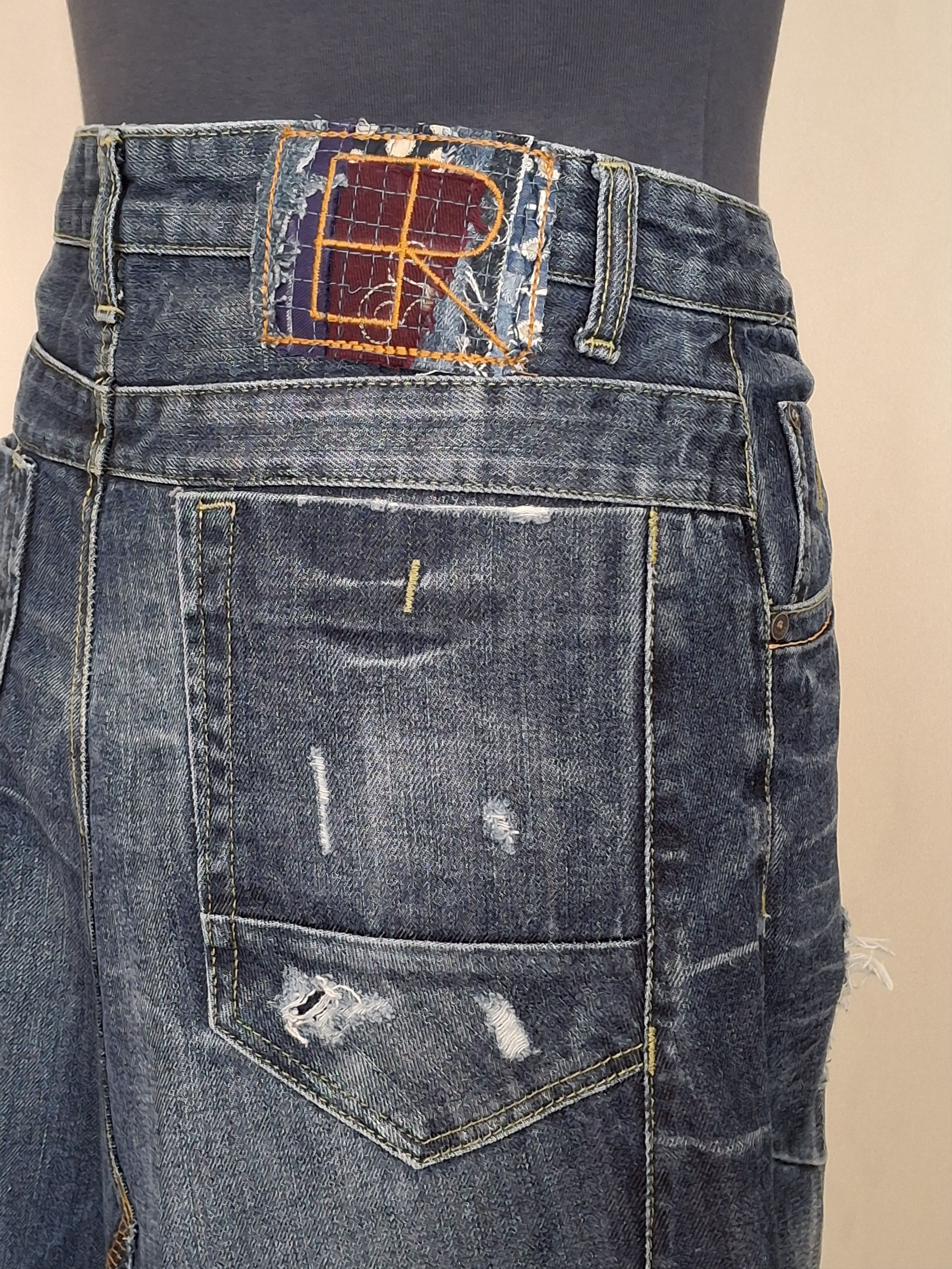 Handmade Avant Garde Deconstructed Rigid Denim Maxi Skirt Size 32" / US 10 / IT 46 - 5 Thumbnail