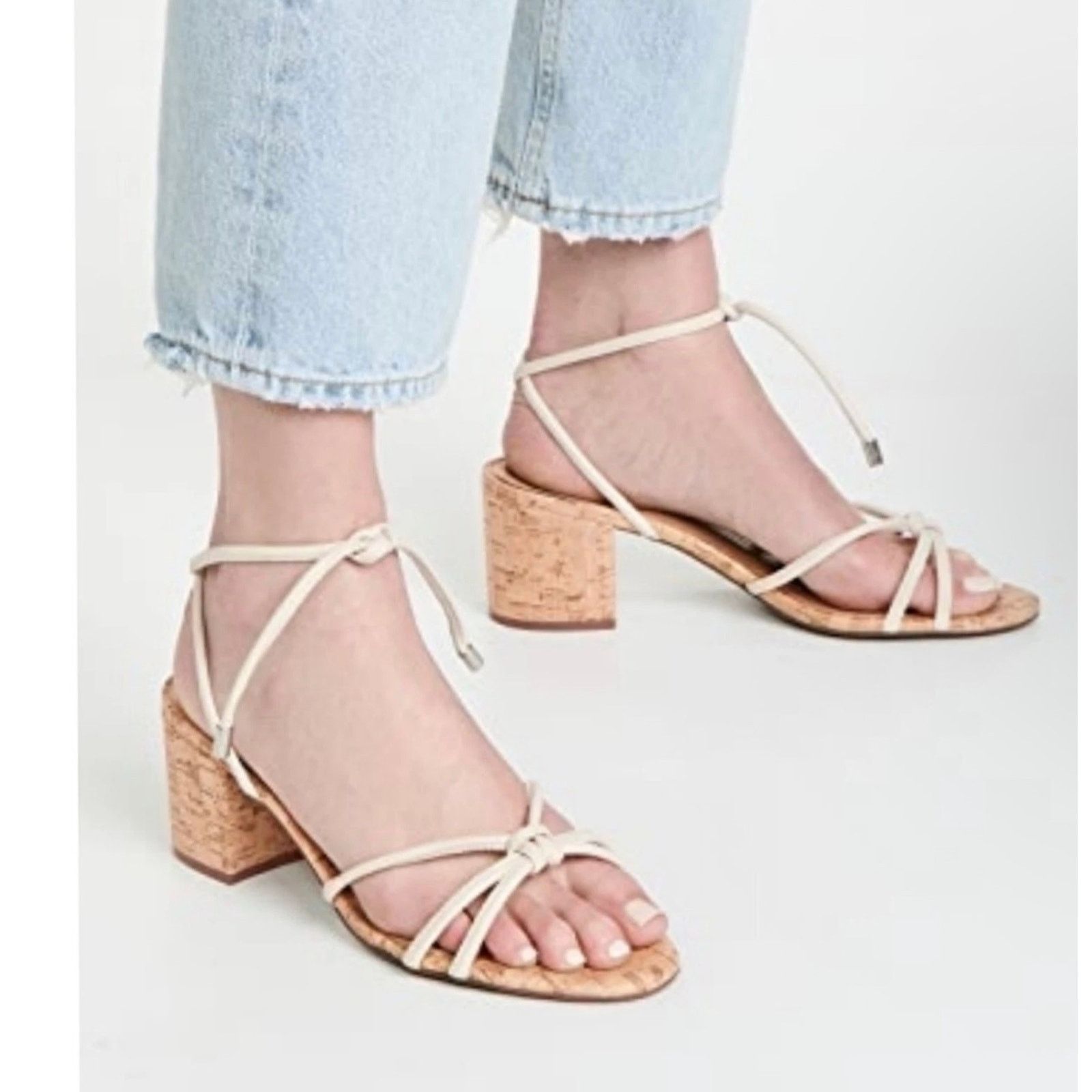 SCHUTZ Schutz Suzy leather & coral block heel sandals 6.5 beige Size US 6.5 / IT 36.5 - 1 Thumbnail