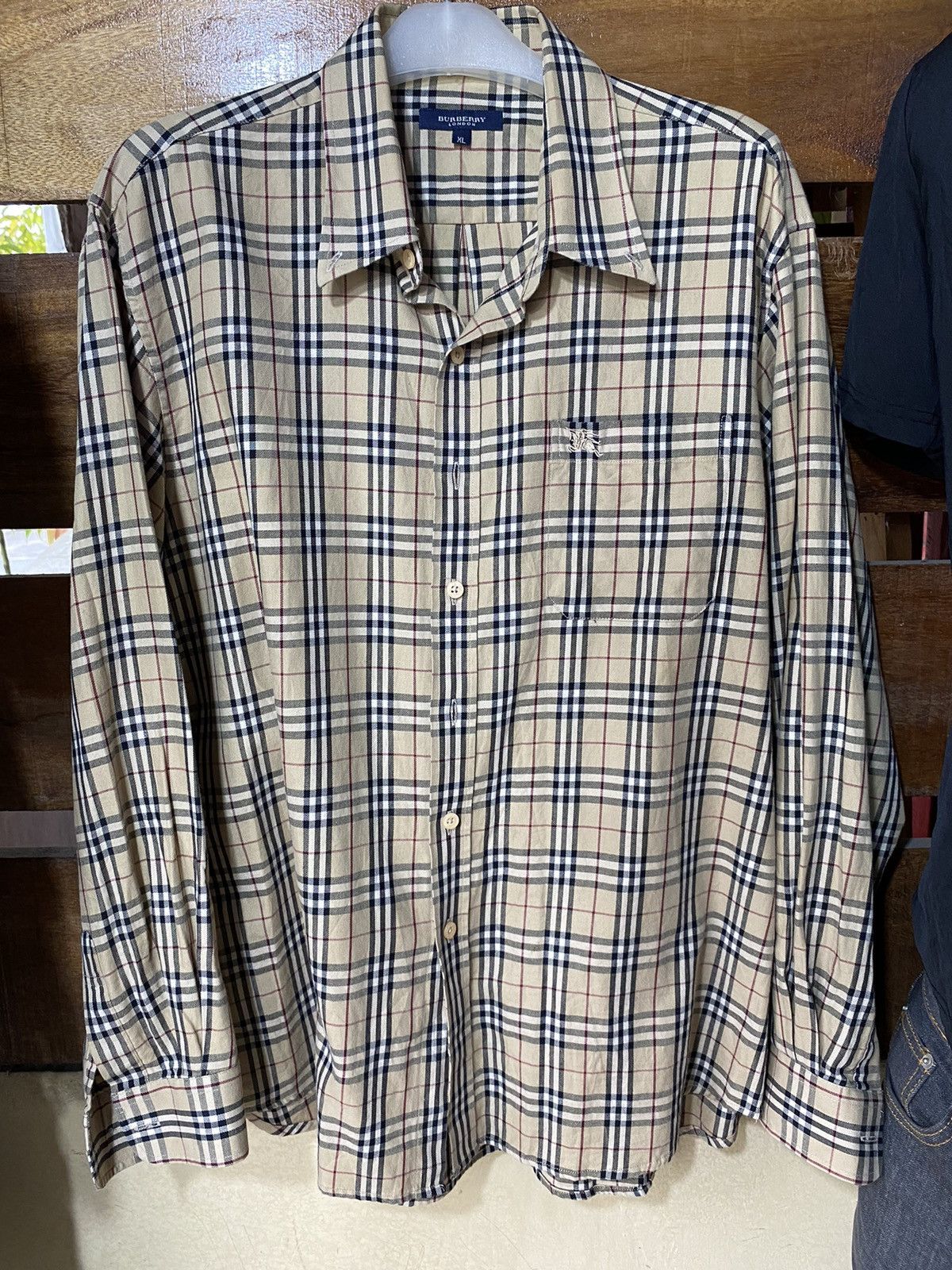 Image of Vintage Burberry Nova Check Button Up Shirt in Brown, Men's (Size XL)