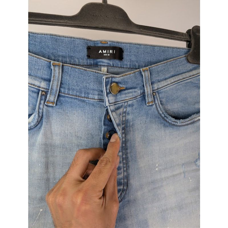 Amiri o1rshd1 MA Drip Skinny Denim Jeans in Light Indigo 32 Size US 32 / EU 48 - 7 Thumbnail