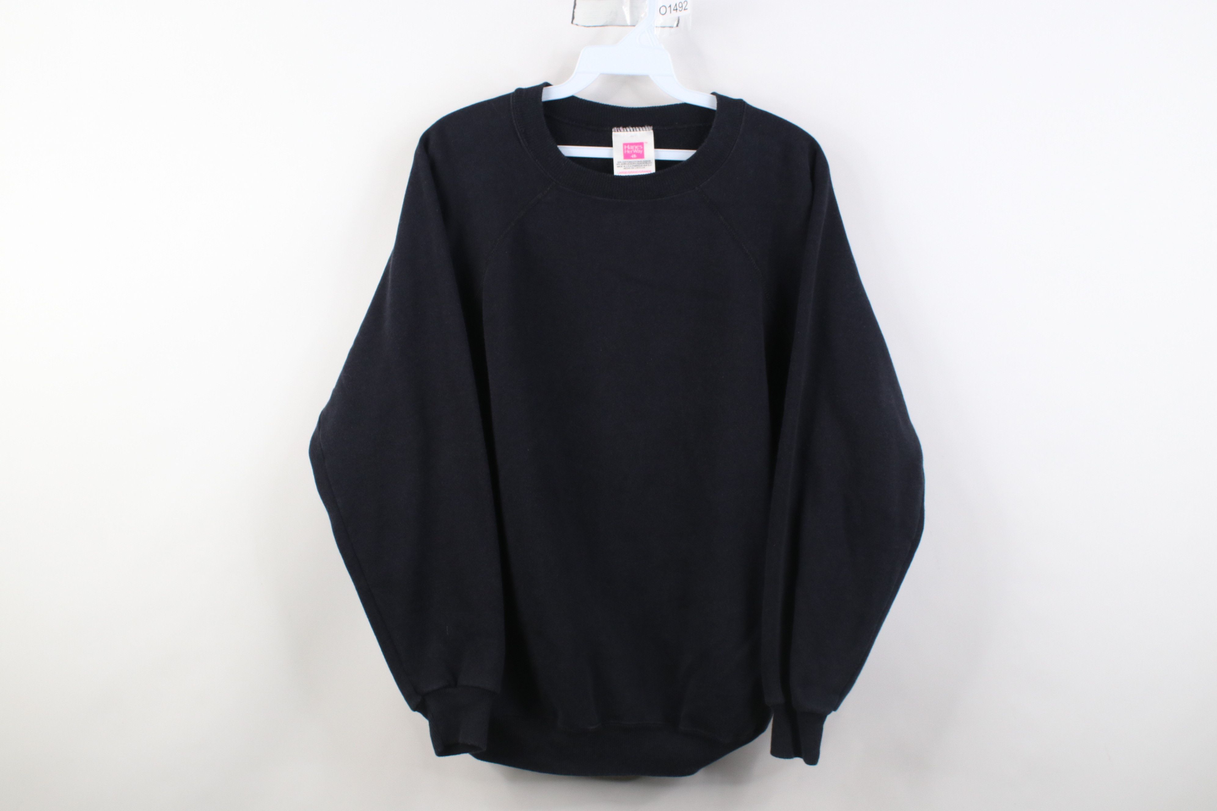 Vintage Vintage 90s Streetwear Blank Crewneck Sweatshirt Black USA Size L / US 10 / IT 46 - 1 Thumbnail