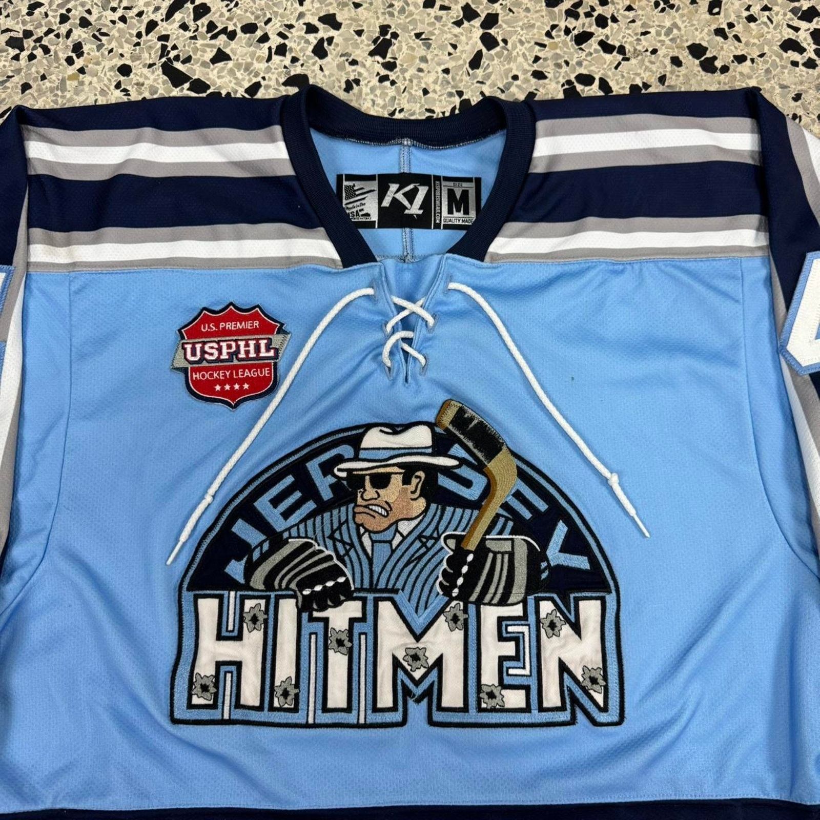 NHL VINTAGE Y2K USPHIL NEW JERSEY HITMEN K1 L/S HOCKEY JERSEY: Size US M / EU 48-50 / 2 - 2 Thumbnail