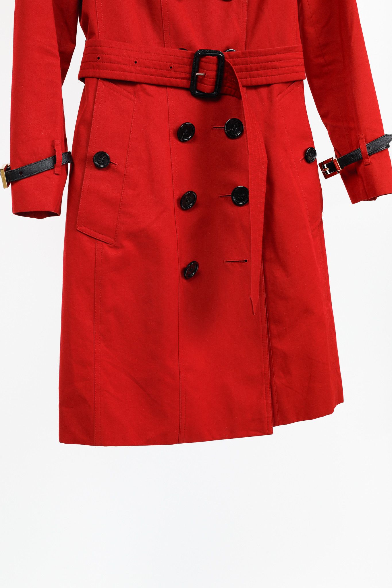 Burberry Burberry Red Cotton Belted Double-Breasted Trench Coat Size XXS / US 00 / IT 34 - 9 Thumbnail