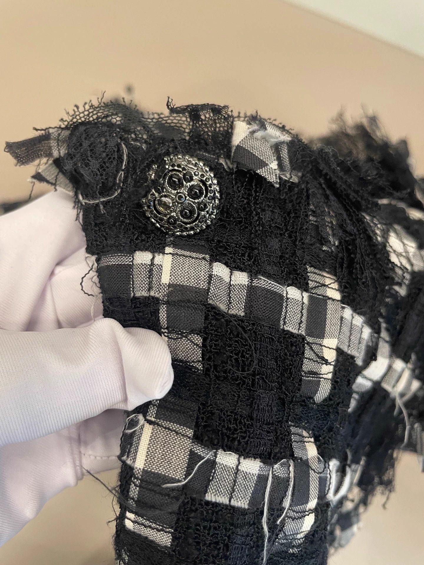 Chanel Chanel black white check nylon-cotton jacket 40B Size M / US 6-8 / IT 42-44 - 8 Thumbnail
