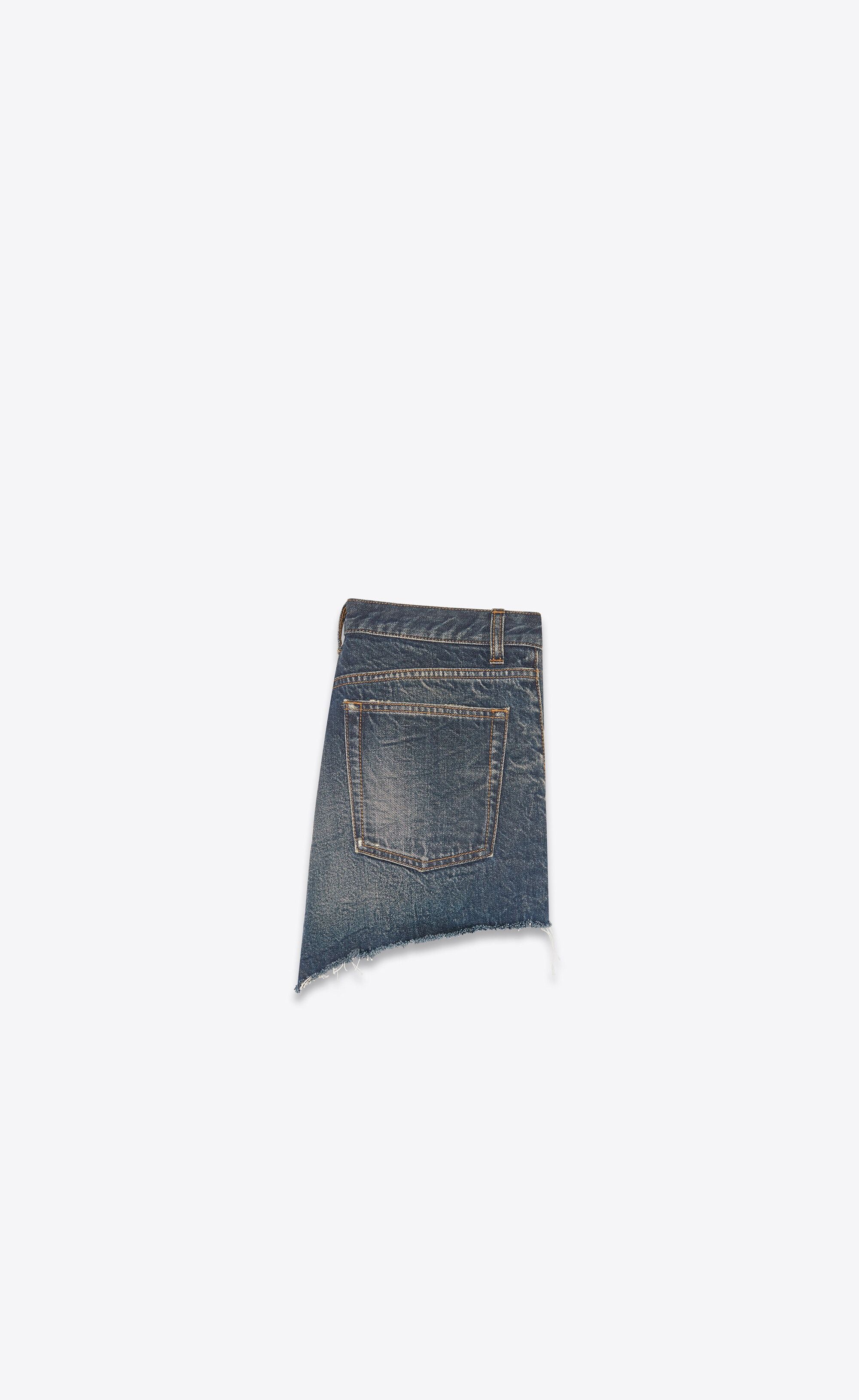 Saint Laurent Paris o1s1wg110225 597005 Baggy Short in Moon Denim in Blue Size 27" / US 4 / IT 40 - 3 Thumbnail