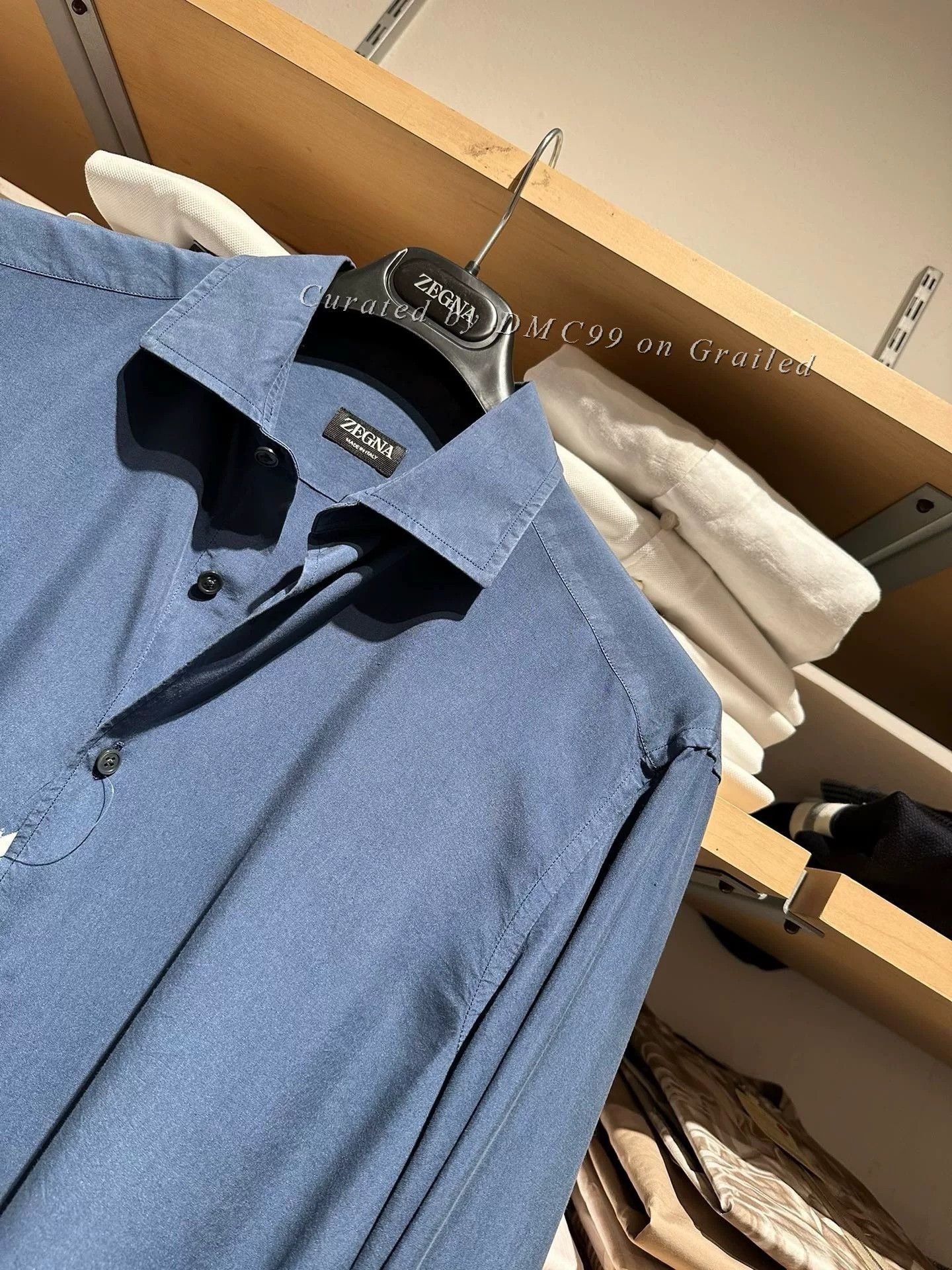 Ermenegildo Zegna Zegna Blue Men's Long-Sleeve Shirt Size US XL / EU 56 / 4 - 2 Thumbnail
