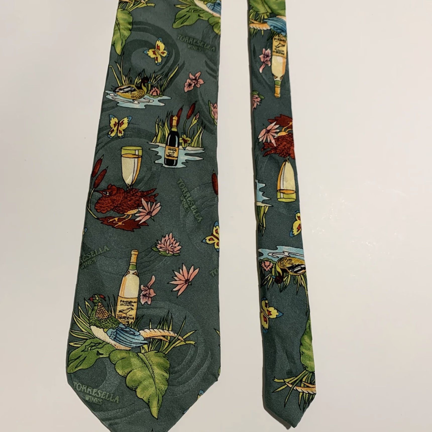 Vintage Vintage Men's Silk Tie MICHAEL BRUCE Made in USA Green Animal Print Party Business Size ONE SIZE - 2 Thumbnail