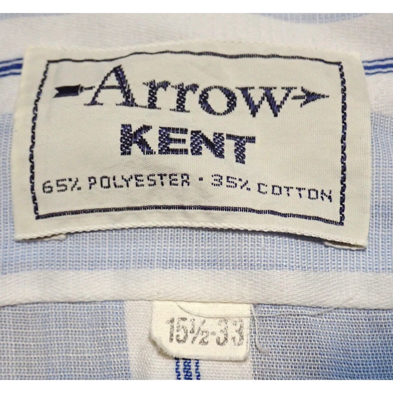 Arrow **VINTAGE 70s Arrow Disco Shirt Long Sleeve Blue White Striped Mens M French Cuff** Size US M / EU 48-50 / 2 - 4 Thumbnail