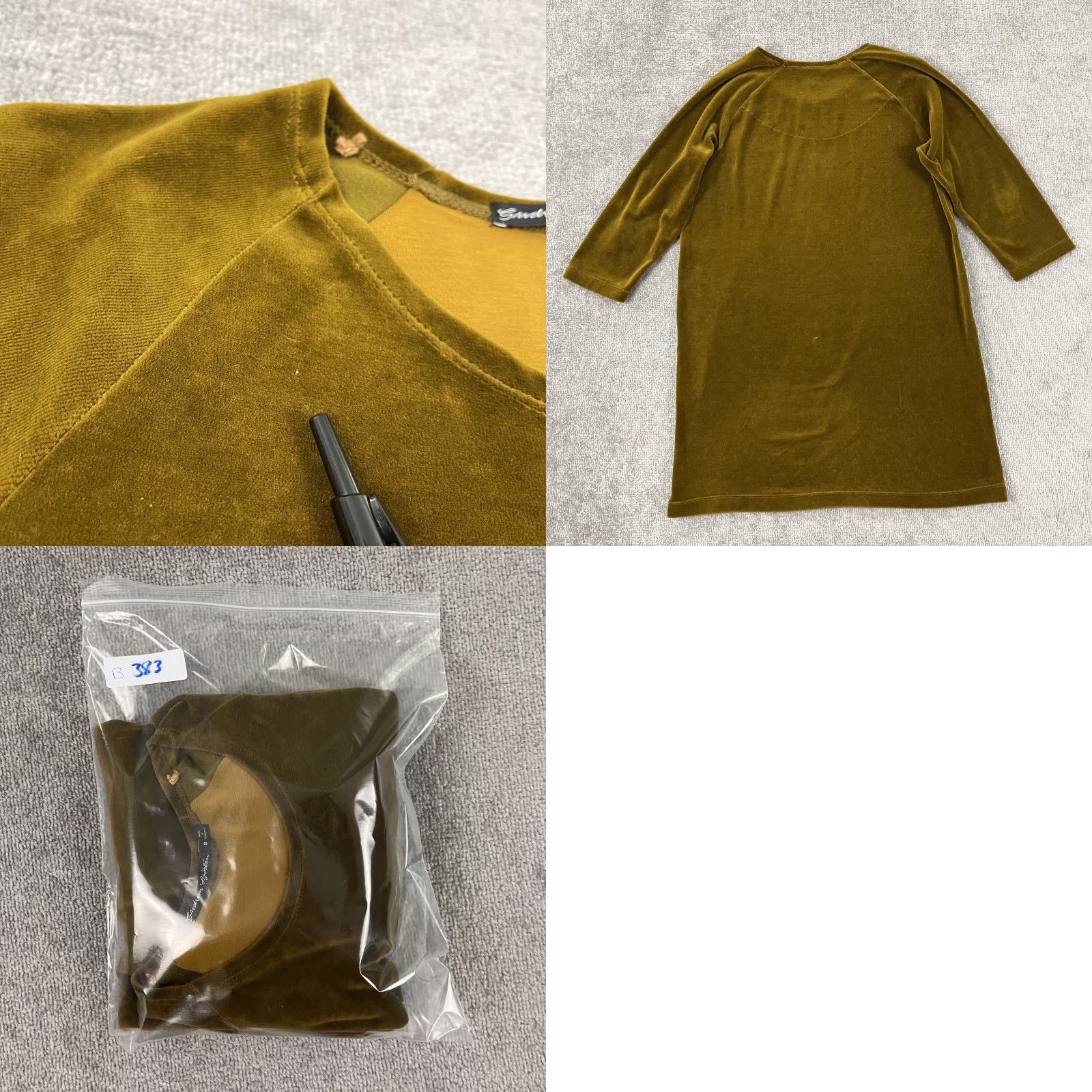 Velour GUDRUN SJODEN Tunic Top Womens Small Brown Velour 3/4 Sleeve Pockets Casual Shift Size S / US 4 / IT 40 - 8 Thumbnail