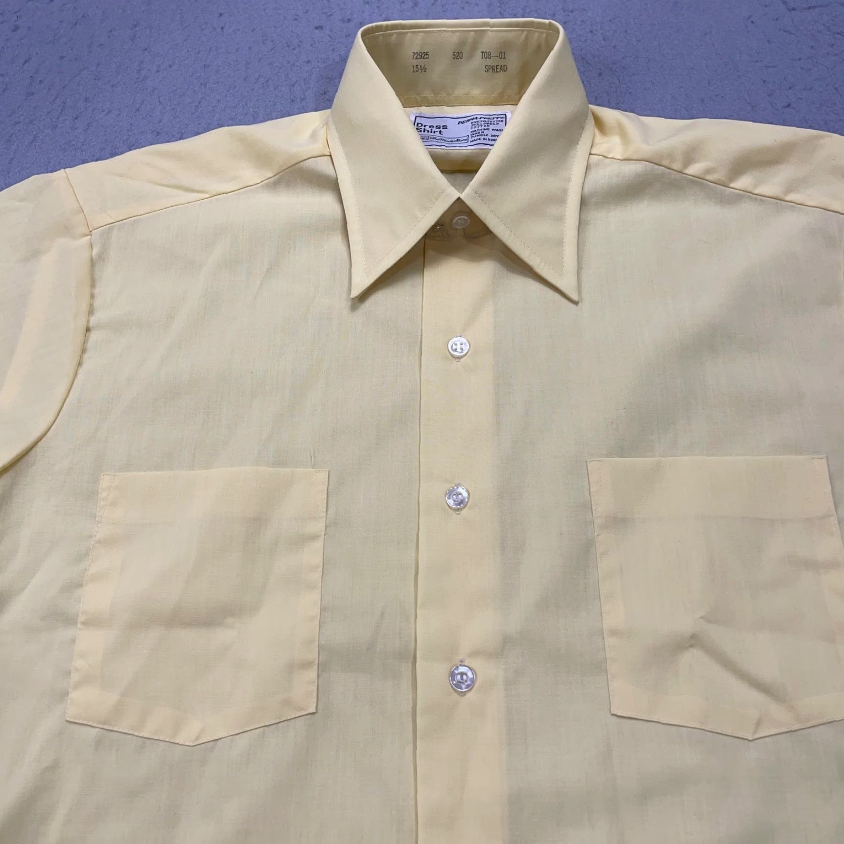 Sears VINTAGE Sears Shirt Mens 15.5 Yellow Perma Prest Easy Care Short Sleeve Camp 80s Size US L / EU 52-54 / 3 - 2 Thumbnail