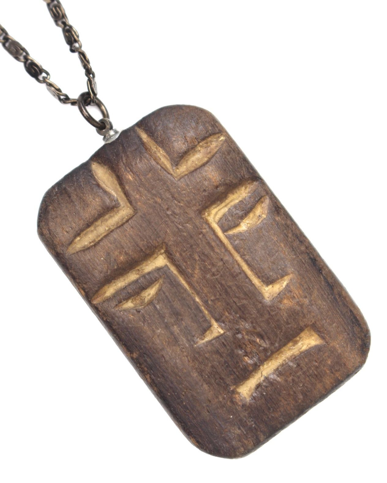 Vintage 2000S HAND-CARVED WOODEN TRIBAL MASK PENDANT NECKLACE Size ONE SIZE - 3 Thumbnail