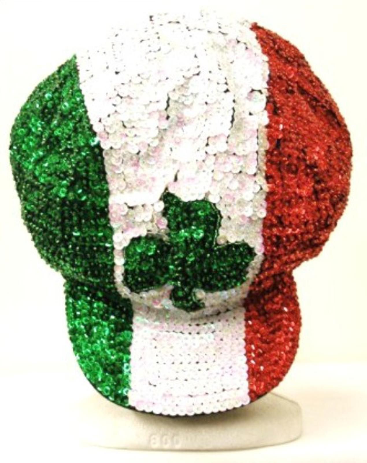 Designer Sequin Beaded Brando Cap IRISH FLAG with SHAMROCK Size ONE SIZE - 1 Preview