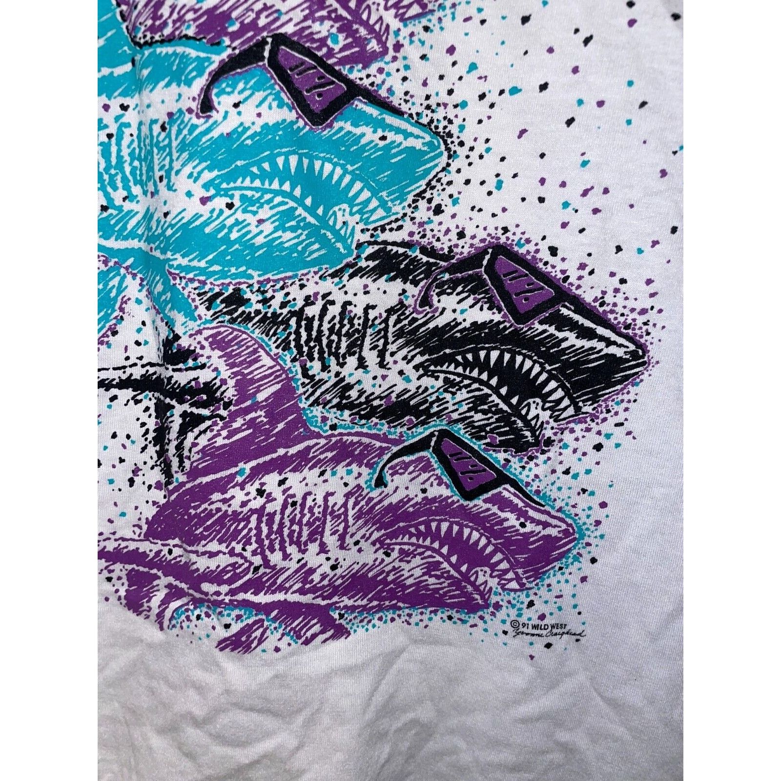 Jerzees Vintage Shark Shirt Cottonwood Cove Sharks White Tee 90s M Size US M / EU 48-50 / 2 - 6 Thumbnail