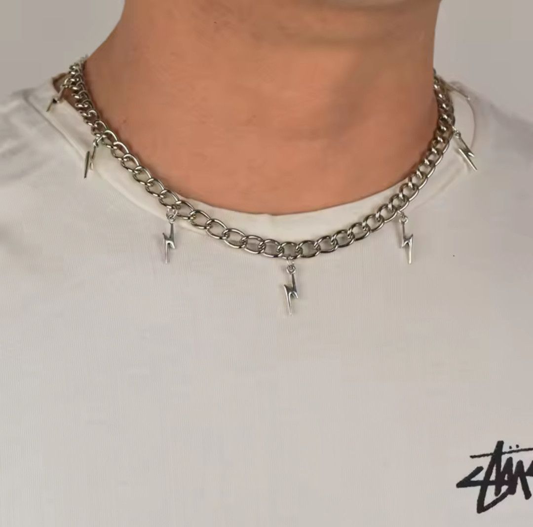 Japanese Brand × Jewelry Hip Hop Lightning Shape Silver Tassel Necklace Size ONE SIZE - 2 Thumbnail