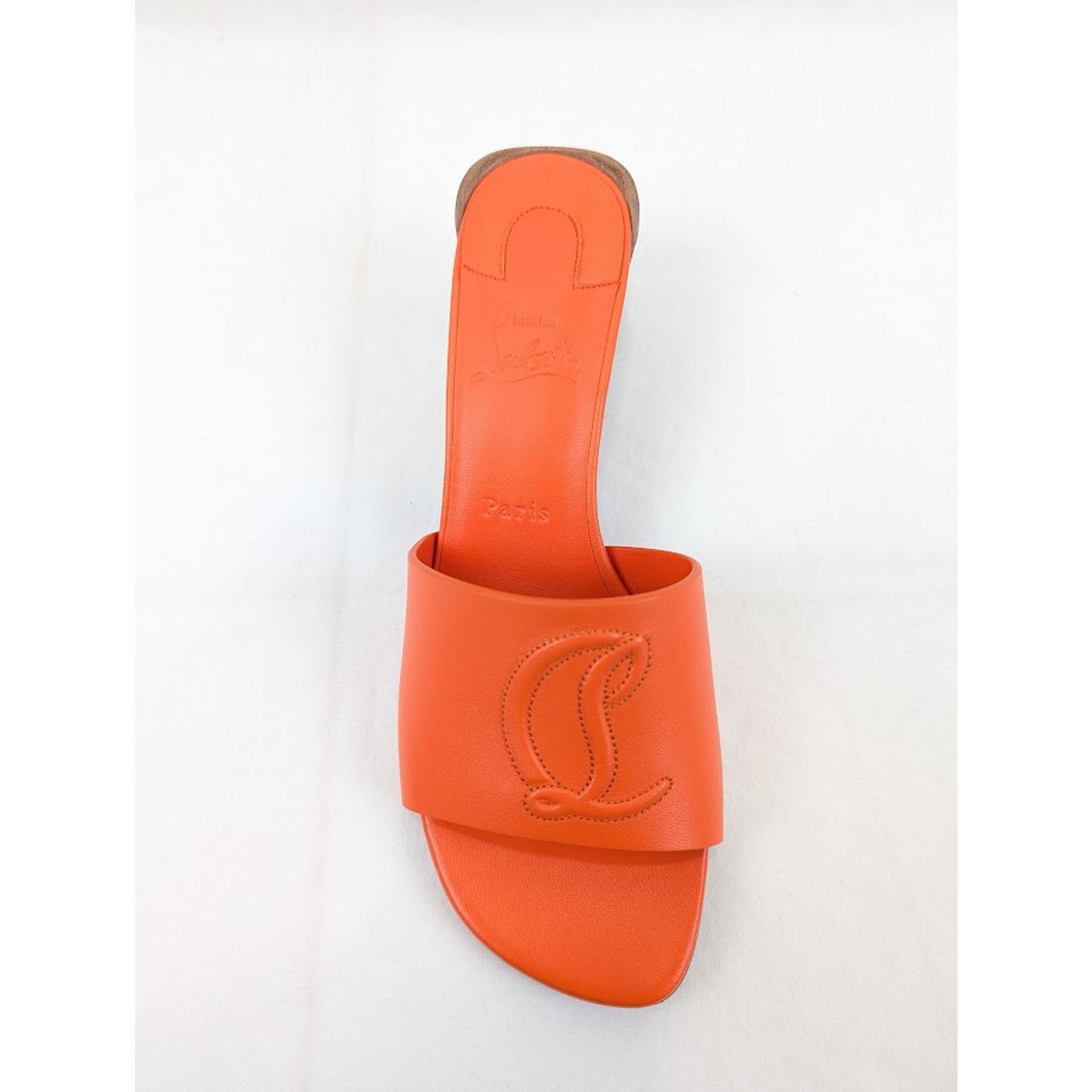Christian Louboutin o1rshd1 Nappa Heel Mule in Vitamine/Lin Vitamine Size US 7 / IT 37 - 6 Thumbnail