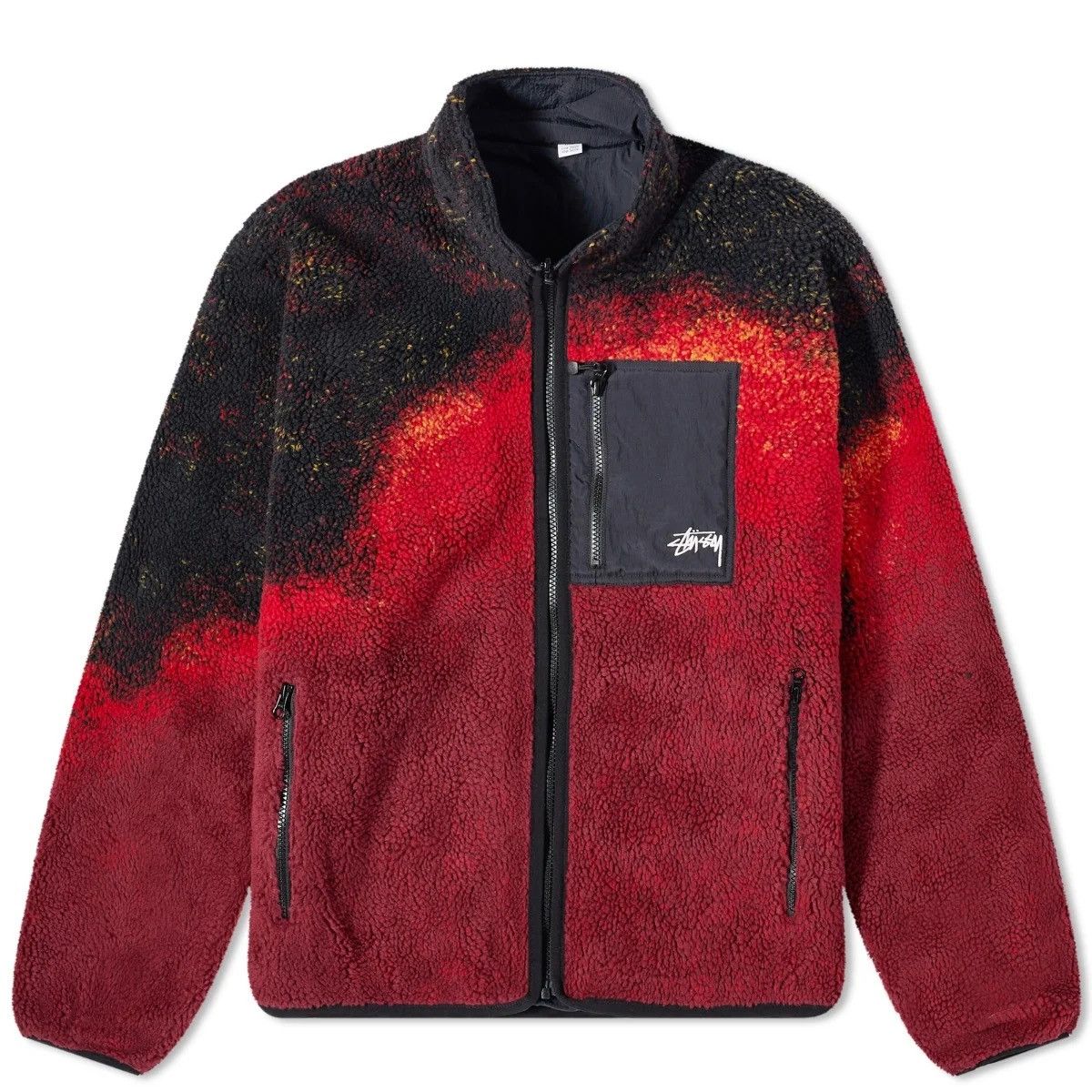 Image of Stussy Sherpa Fleece Lava in Red/Black, Men's (Size Small)