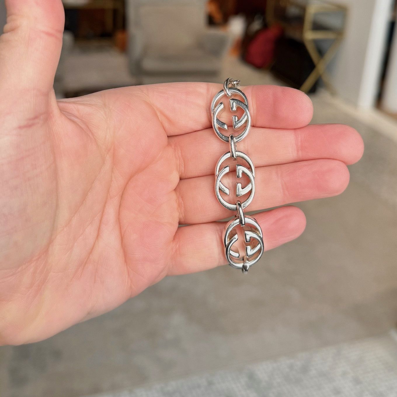 Gucci Gucci 925 Sterling Silver GG Britt Chain Bracelet Size ONE SIZE - 5 Thumbnail