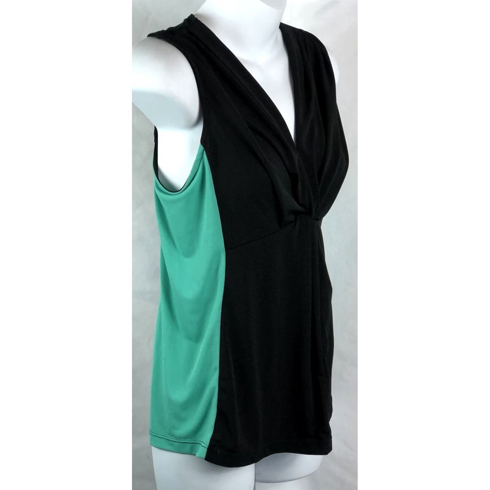 George George Sleeveless Tank Top S Black Green Twist Front V-Neck Active Wear Women Tank XS? Size S / US 4 / IT 40 - 2 Thumbnail
