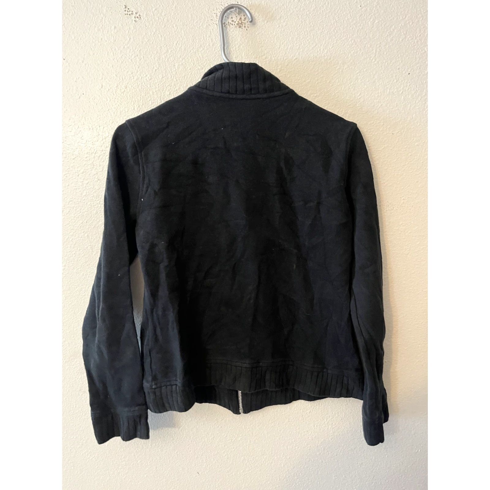 Geoffrey Beene Geoffrey Beene Sport Women's Full Zip Up Sweater Black Size M Knit 100% Cotton Zip Zipper Asymmetrical Sleeve Mock Neck Casual Workwear 1/4 Zip Size M / US 6-8 / IT 42-44 - 2 Thumbnail