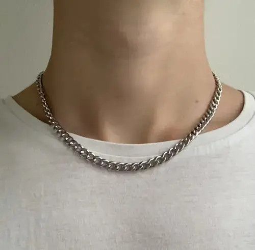 Jewelry Silver Chain - Cuban Style Size ONE SIZE - 1 Thumbnail