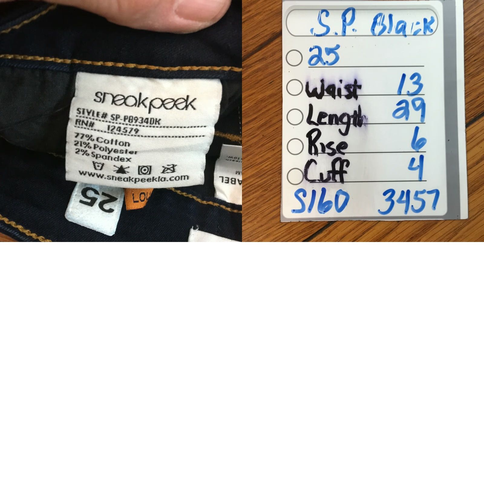 Vintage SP Black Label Womens Low Rise Flat Front Black Denim Skinny Jeans Size 25 Size 42" / US 20 - 8 Thumbnail
