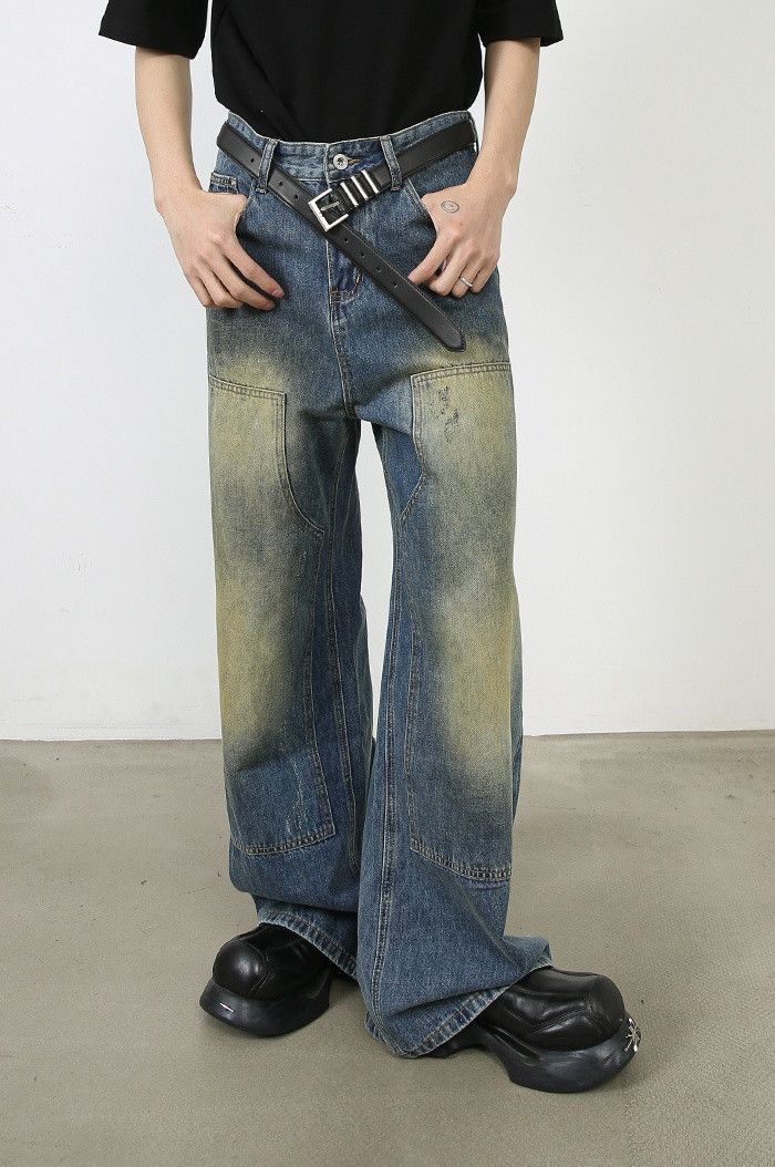Japanese Brand × Jean Vintage distressed washed loose straight-leg work jeans Size US 32 / EU 48 - 3 Thumbnail