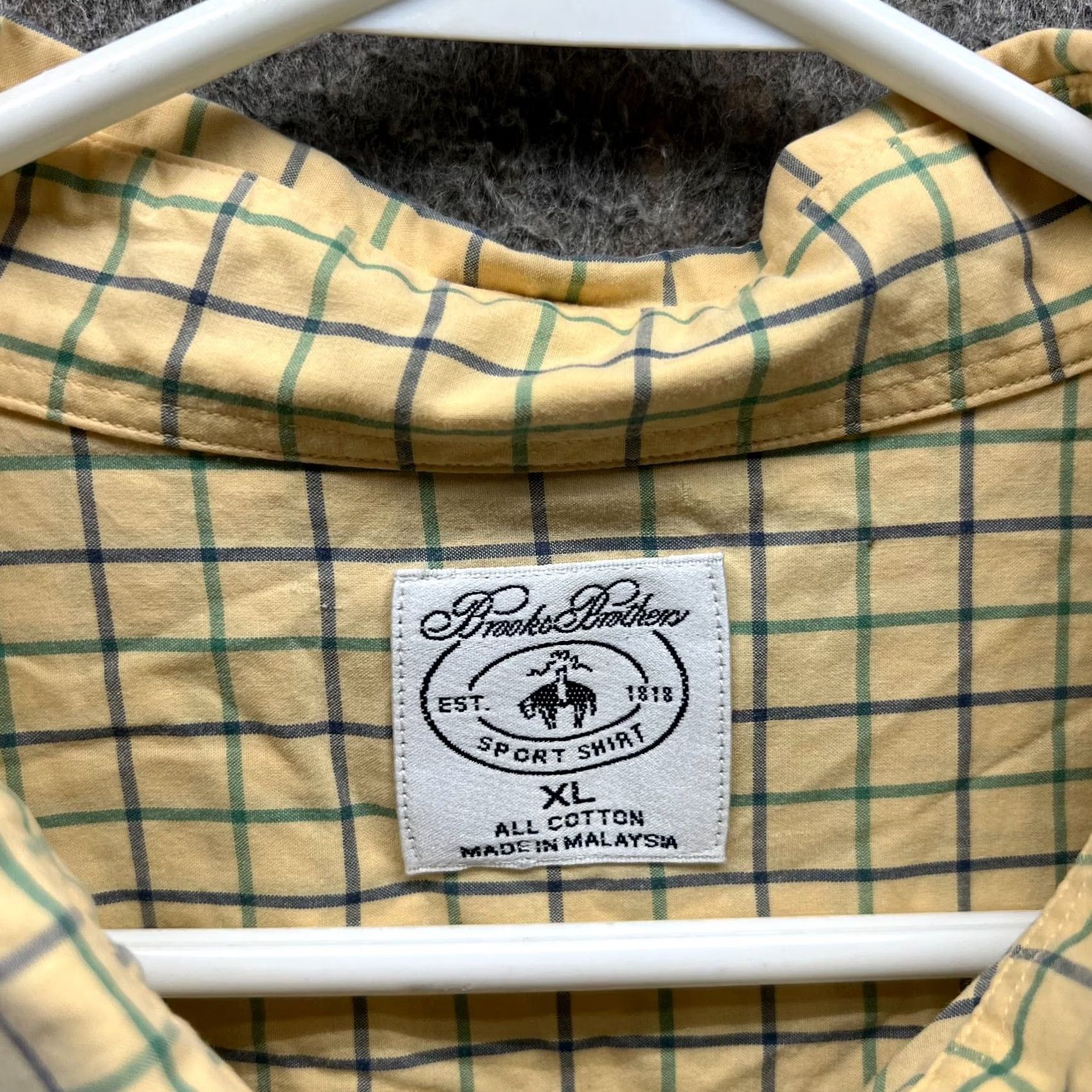 Brooks Brothers Brooks Brothers Sport Shirt Men XL Yellow Plaid Button-Down Cotton Windowpane Short Sleeve Button-Up Casual Business Size US XL / EU 56 / 4 - 6 Thumbnail