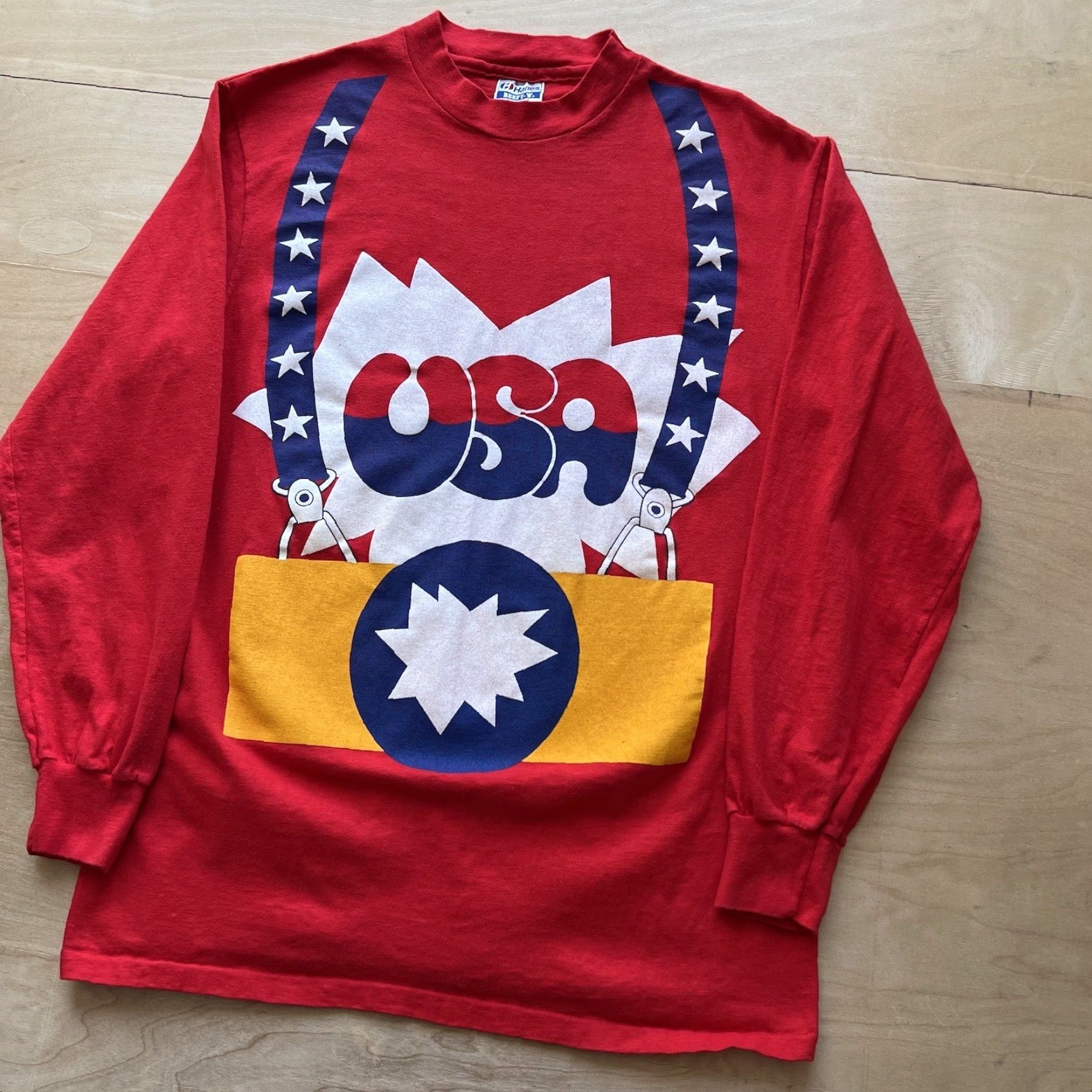 Vintage VINTAGE Team USA Shirt Large Red 80s Art USA Men T-Shirt Crew Neck Long Sleeve Knit Cotton Logo Print Overall Size US L / EU 52-54 / 3 - 8 Thumbnail