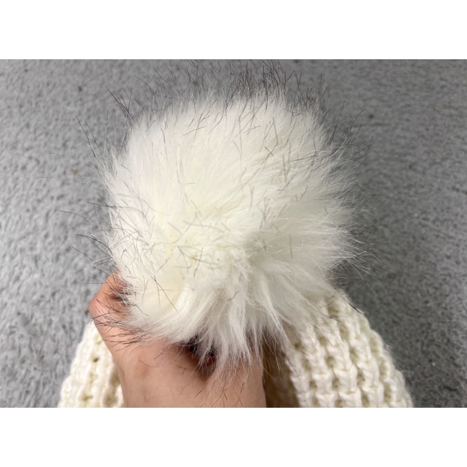 Vintage Mommy & Me Beanie One Size Womens White Knit Acrylic Poly Lined Faux Fur Ski Pom Size ONE SIZE - 2 Thumbnail