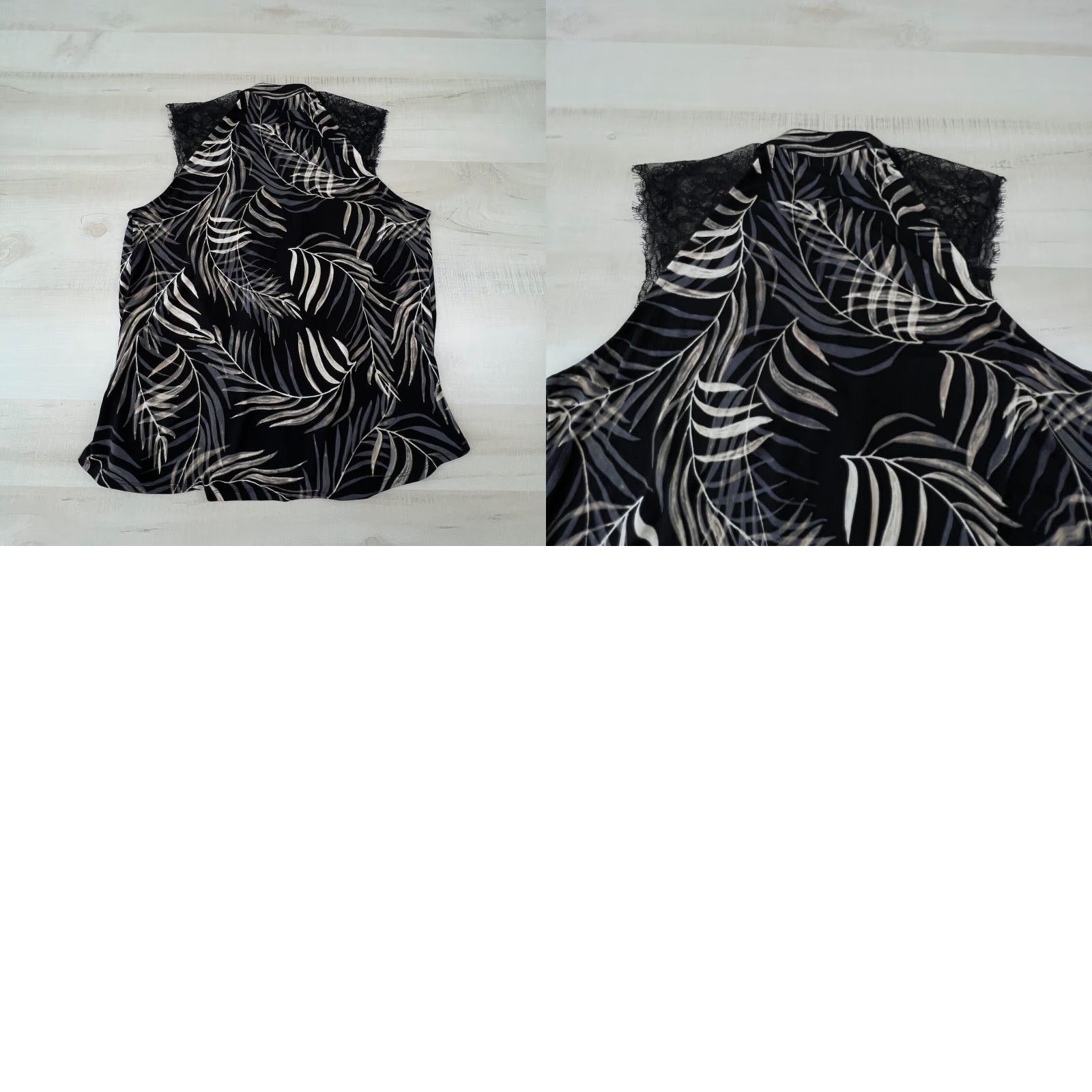 Vintage Cato Women's Large Black Sleeveless V Neck Lace Top Blouse Casual Flowy Size L / US 10 / IT 46 - 8 Thumbnail