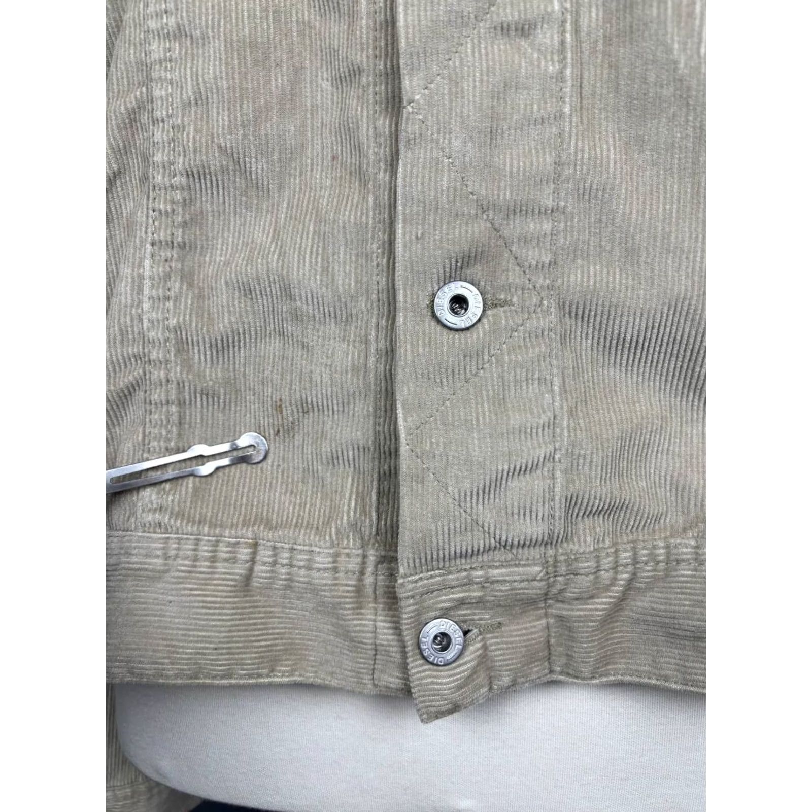 Diesel Diesel Jacket Trucker Beige Cotton Corduroy 2XL Womens Long Sleeve Regular Fit Pale Beige Jacket Size XXL / US 16-18 / IT 52-54 - 4 Thumbnail