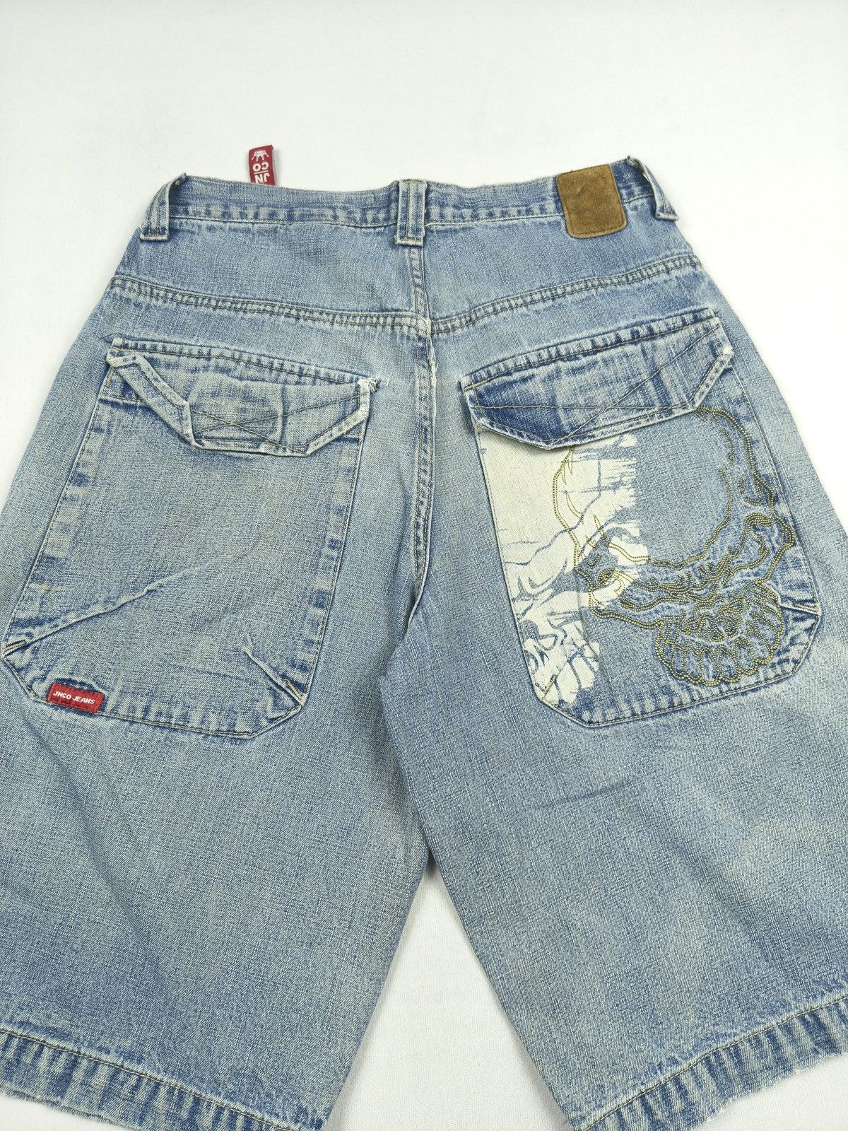 JNCO JNCO Skull print + Embroidered Baggy Jorts 💀 (070) Size US 28 / EU 44 - 3 Thumbnail