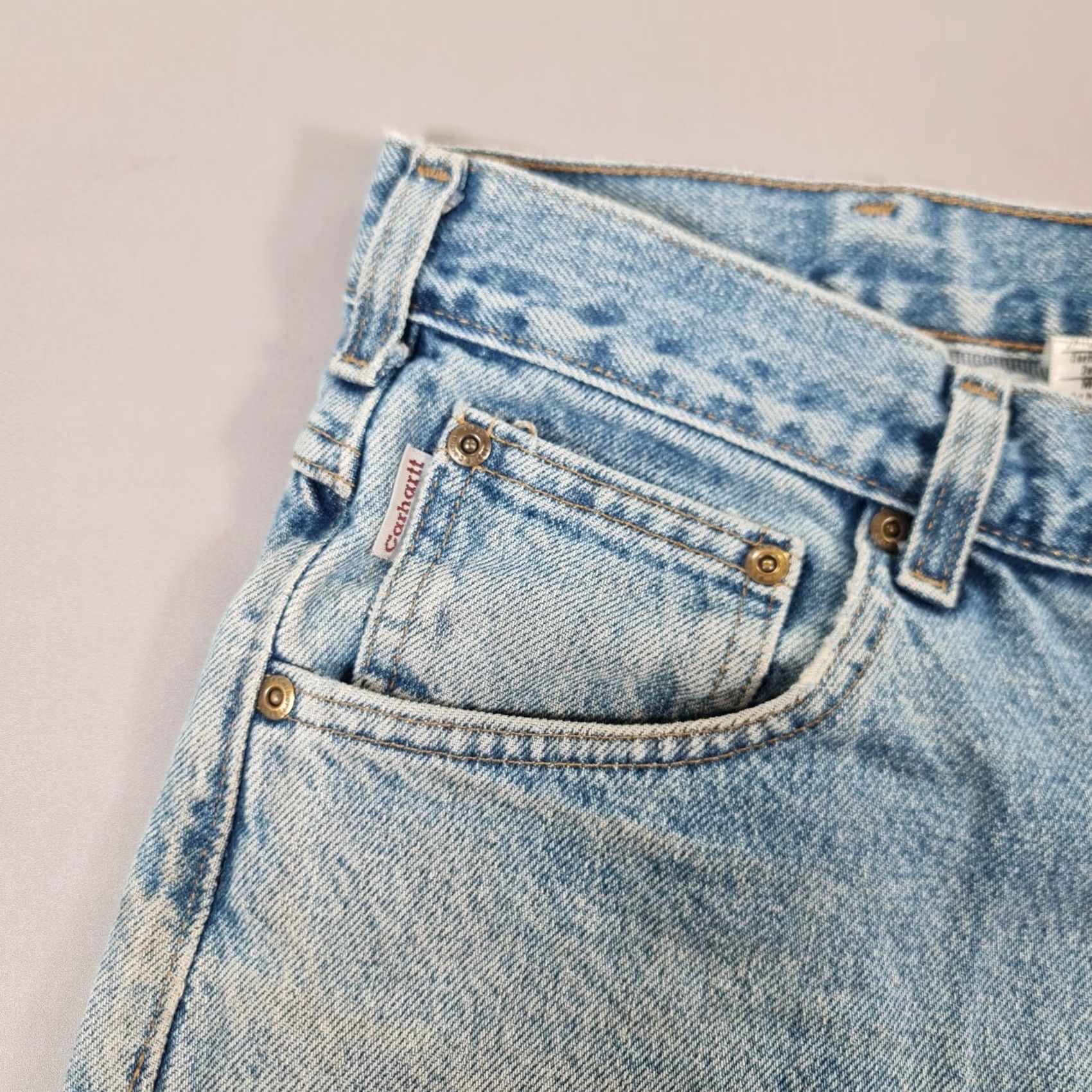 Carhartt Carhartt Jeans Mens Blue W34 L34 Relaxed Tapered Fit Denim Bum 100% Cotton Logo Pocket USA Hipster Retro Vintage N/A Size US 34 / EU 50 - 4 Thumbnail