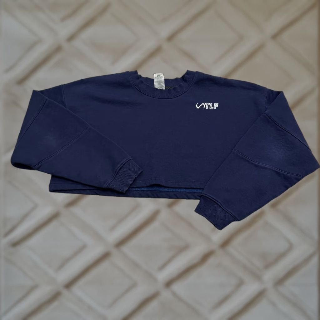 Vintage TLF Cropped Pullover Sweatshirt Womens Small Navy Blue Crew Neck Boxy Casual Shirt Size S / US 4 / IT 40 - 1 Thumbnail