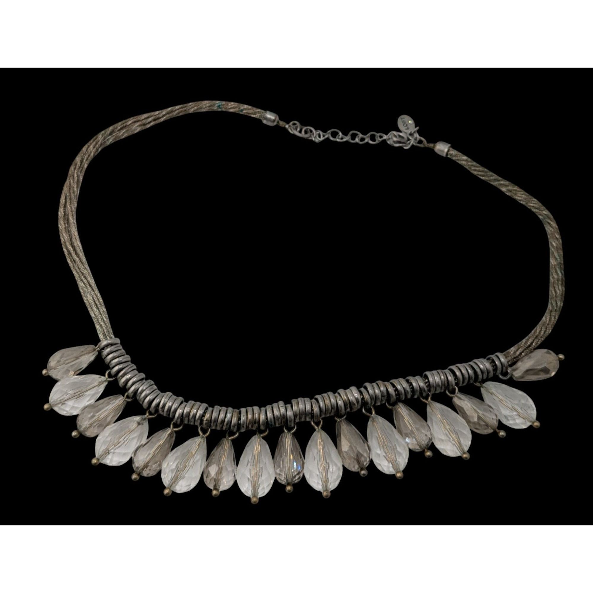 Loft LOFT Preppy Silver-Tone Statement Necklace With Faceted Tear Size ONE SIZE - 1 Thumbnail