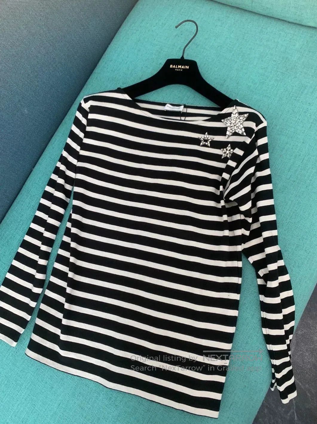 Saint Laurent Paris Saint Laurent Striped Crystal Star Top. | Grailed