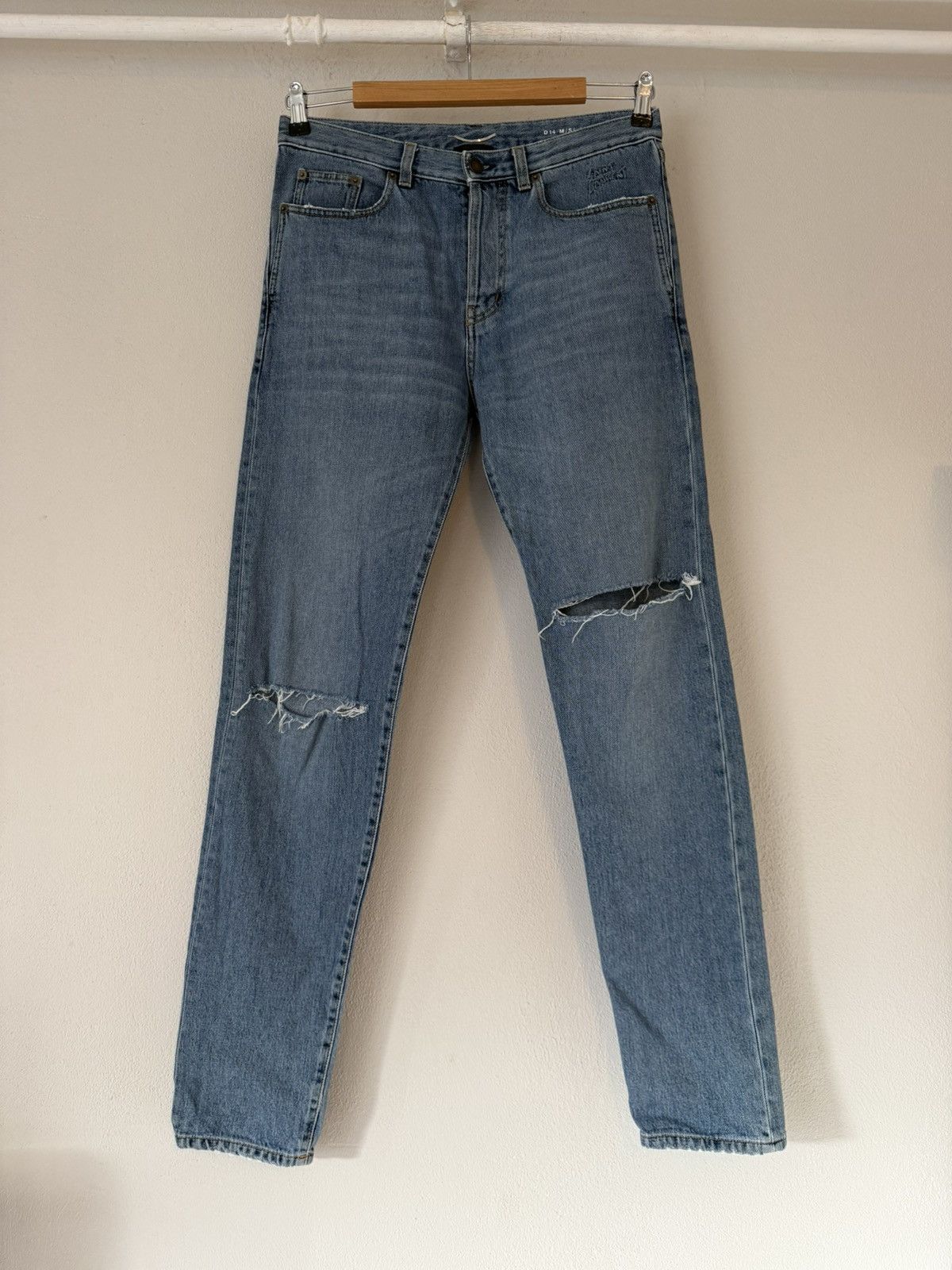 Saint Laurent Paris Saint Laurent Paris Distressed Slim Jeans Blue Denim Size 31 Size US 31 - 2 Thumbnail