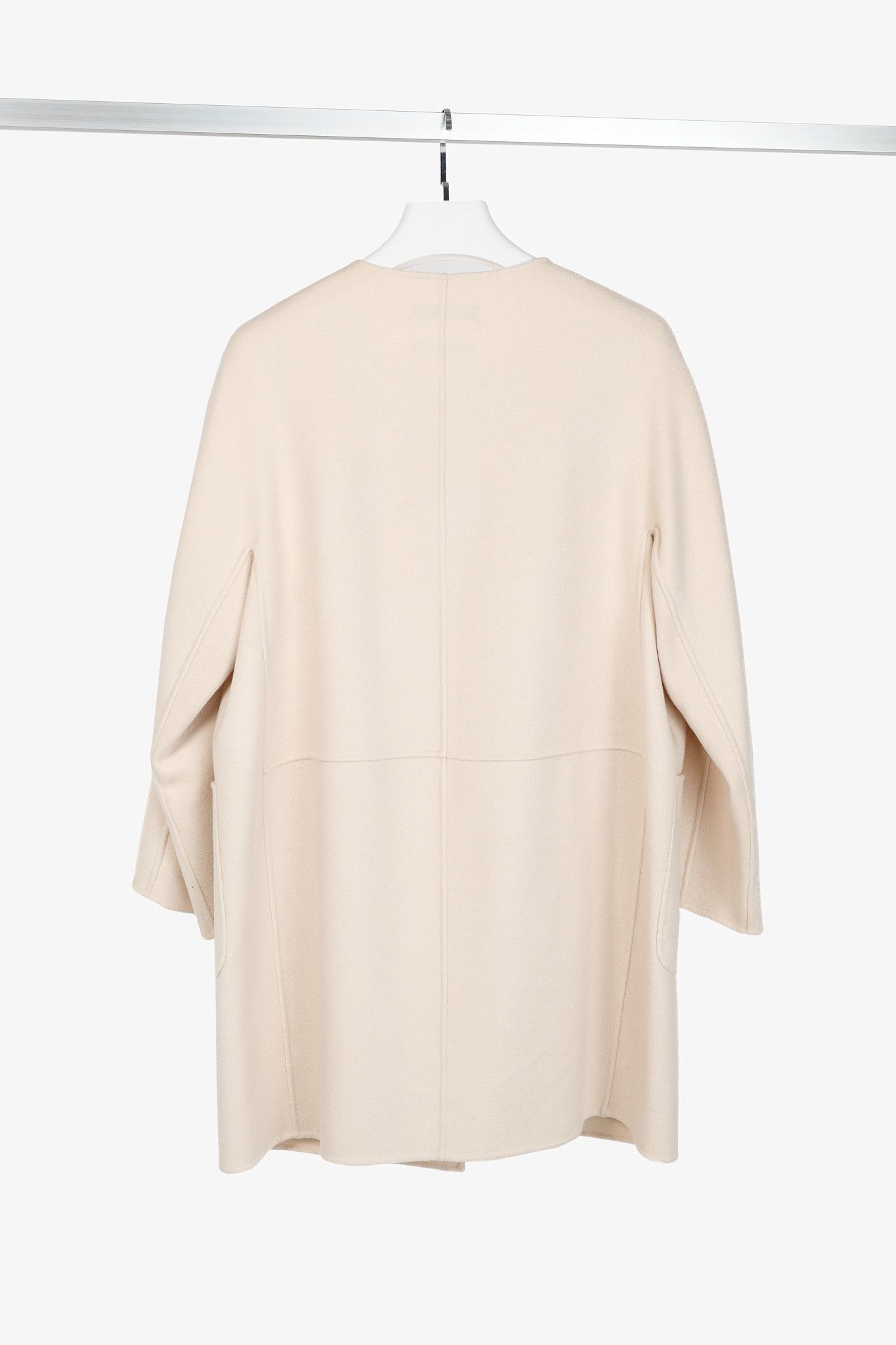 Max Mara Max Mara Studio Beige Wool Embellished-Neck Coat Size XL / US 12-14 / IT 48-50 - 2 Thumbnail