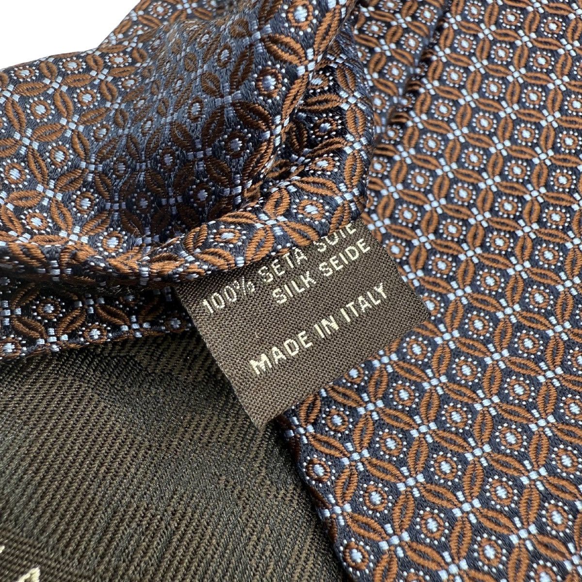 Canali Canali Silk Tie, Navy & Brown, Made in Italy, Like New Size ONE SIZE - 5 Thumbnail