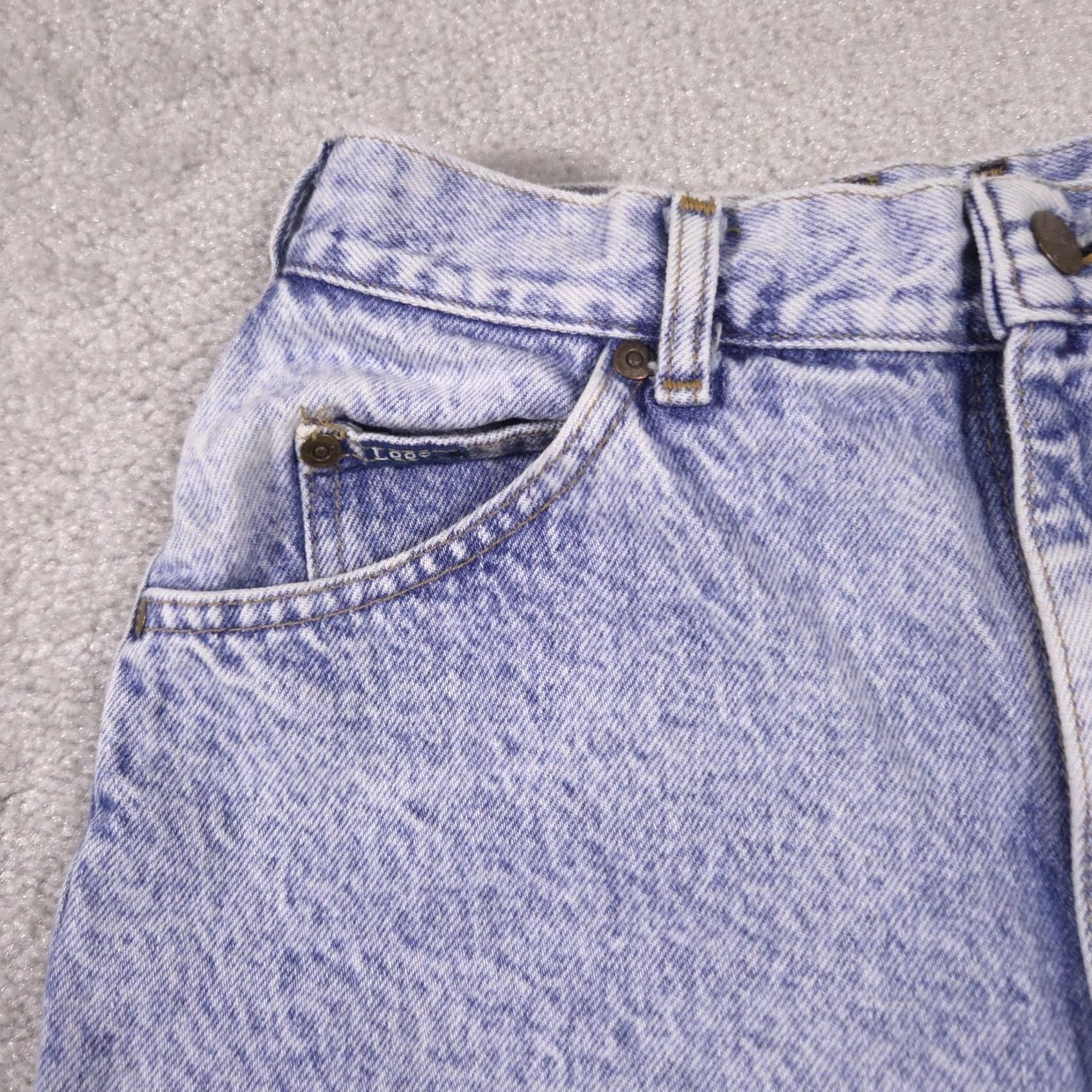 Lee VINTAGE Lee Jeans Womens 12P Blue Acid Wash High Rise Tapered Denim 80s Size 34" / US 12 / IT 48 - 5 Thumbnail