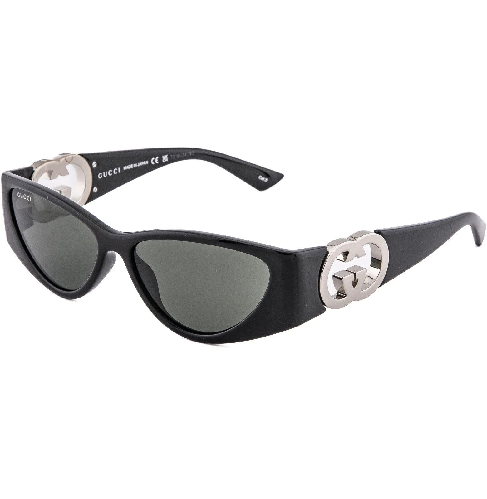 Gucci GUCCI GG1824S Black Cat Mask 1824 Silver Logo Sunglasses 001 Size ONE SIZE - 7 Thumbnail
