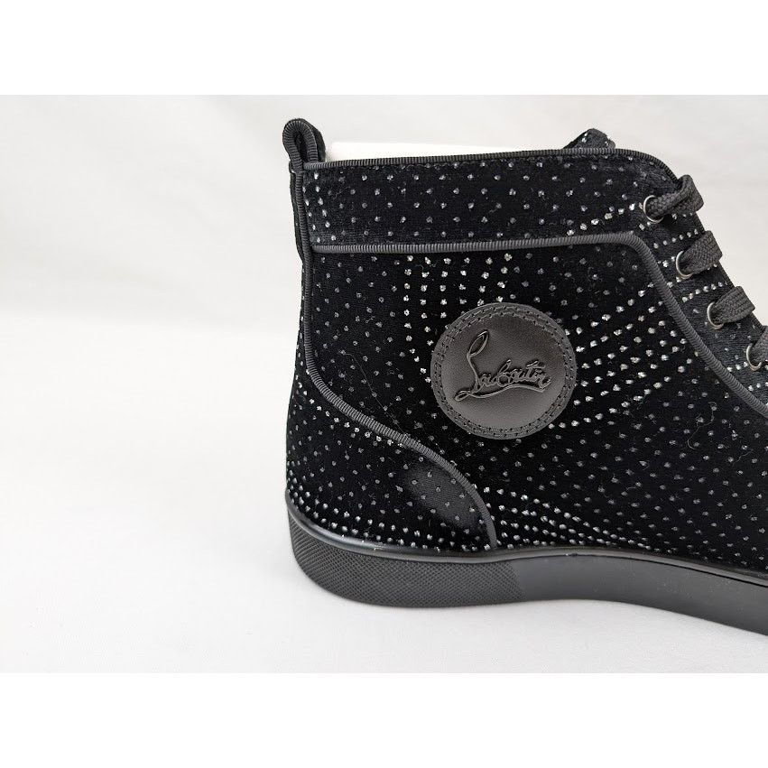 Christian Louboutin o1rshd1 Louis Orlato Flat Hi-Top Sneakers in Black/Silver Size US 12 / EU 45 - 3 Thumbnail
