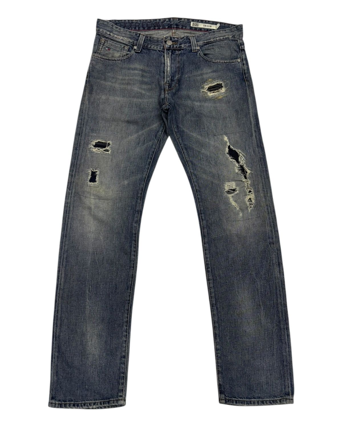 Hysteric Glamour × JNCO × Tommy Hilfiger VINTAGE PATCHWORK DISTRESS TOMMY HILFIGER DENIM JEANS SLIM Size US 36 / EU 52 - 7 Thumbnail