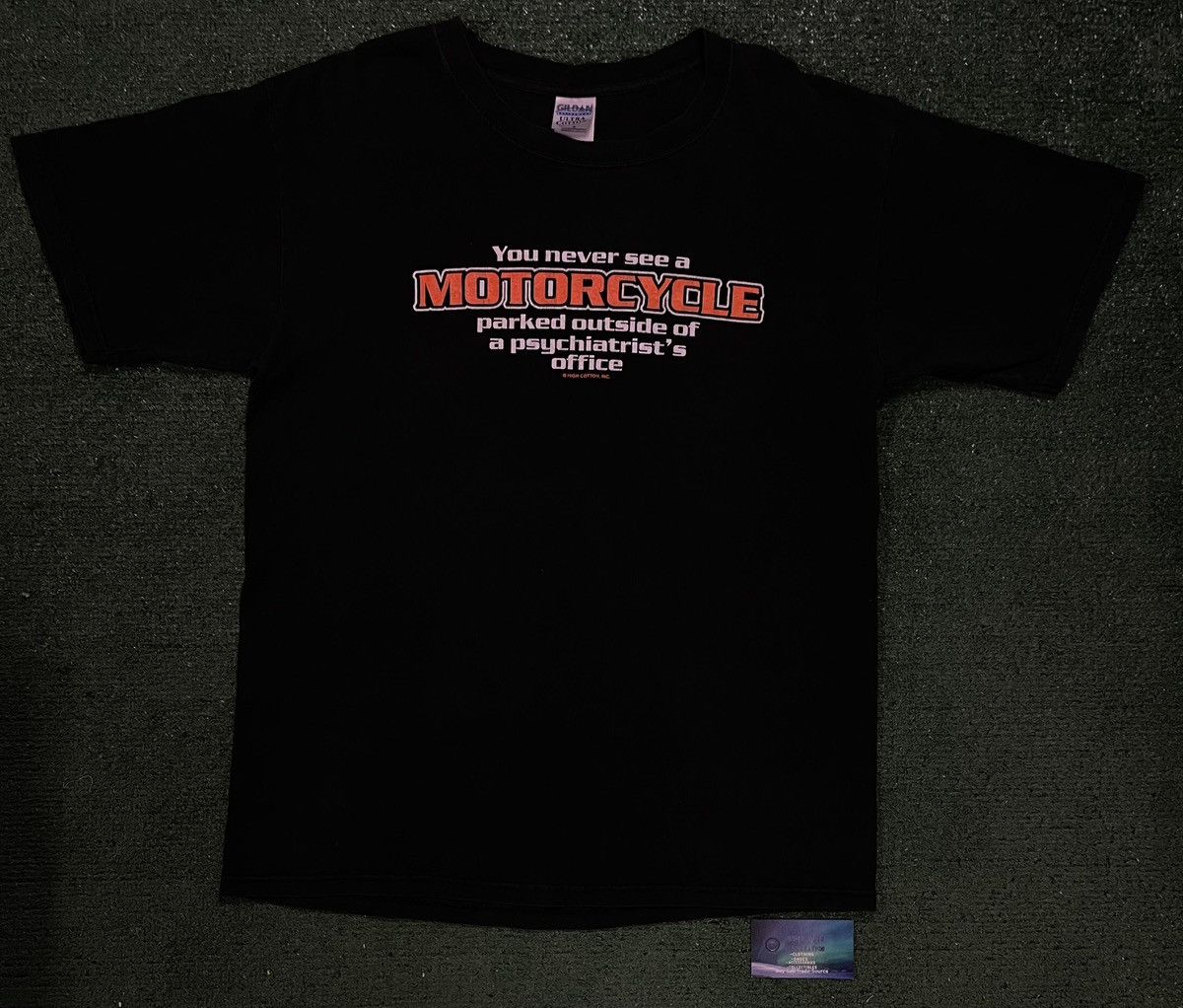 Vintage 1990s never seen a motorcycle outside psyhiatrist office tee Size US L / EU 52-54 / 3 - 1 Thumbnail